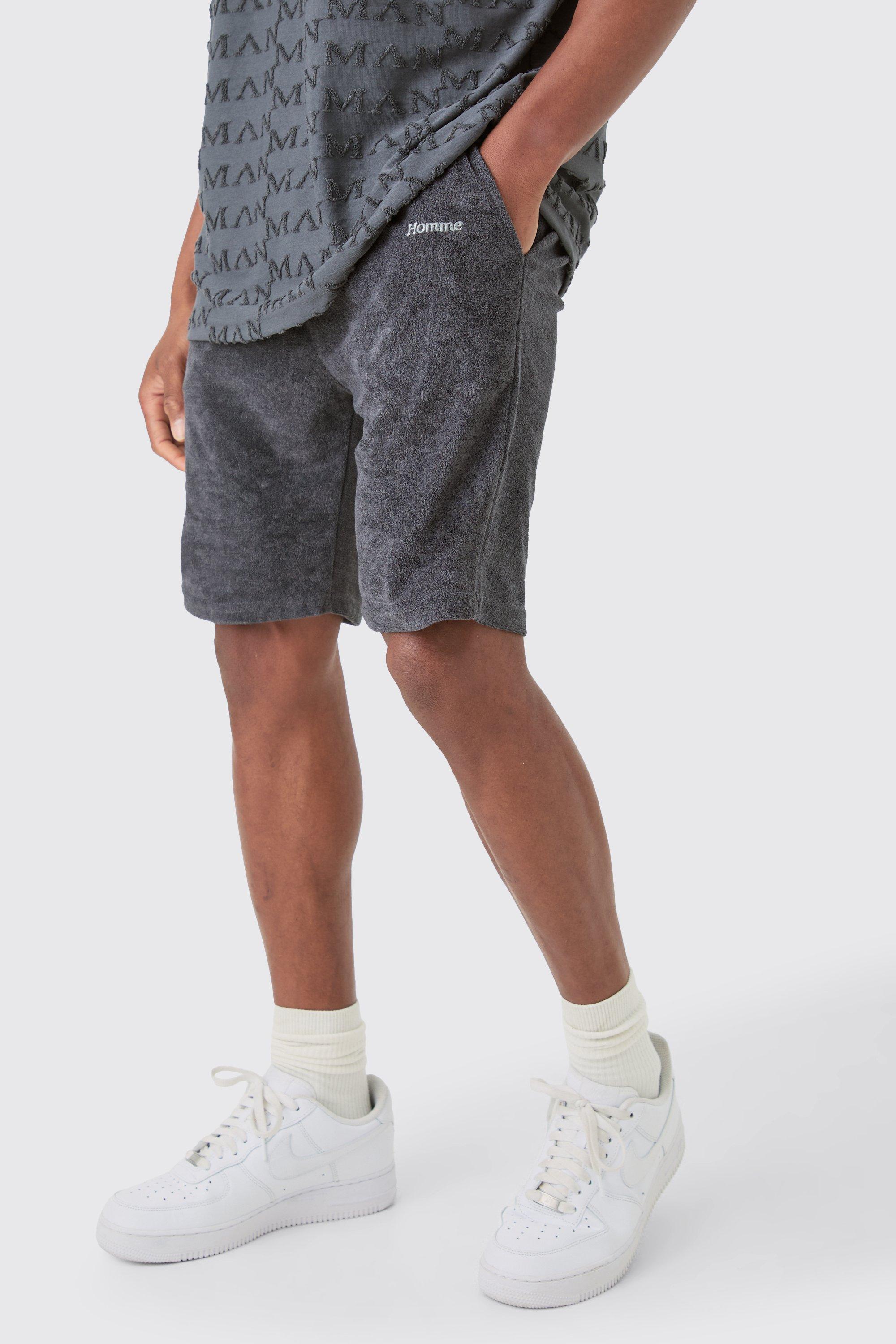 Image of Loose Fit Mid Towelling Homme Shorts, Grigio