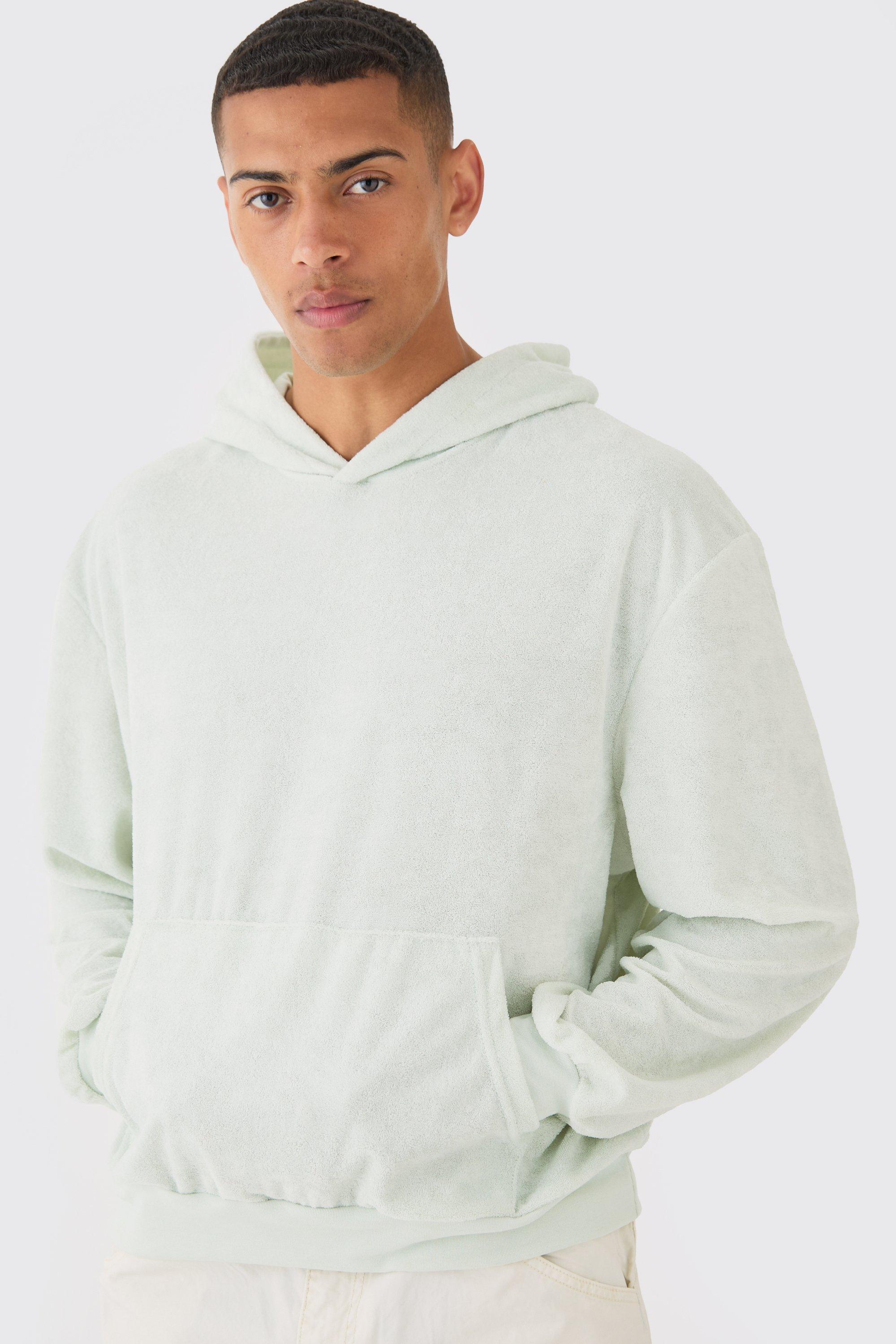 Image of Oversized Boxy Towelling Hoodie, Verde