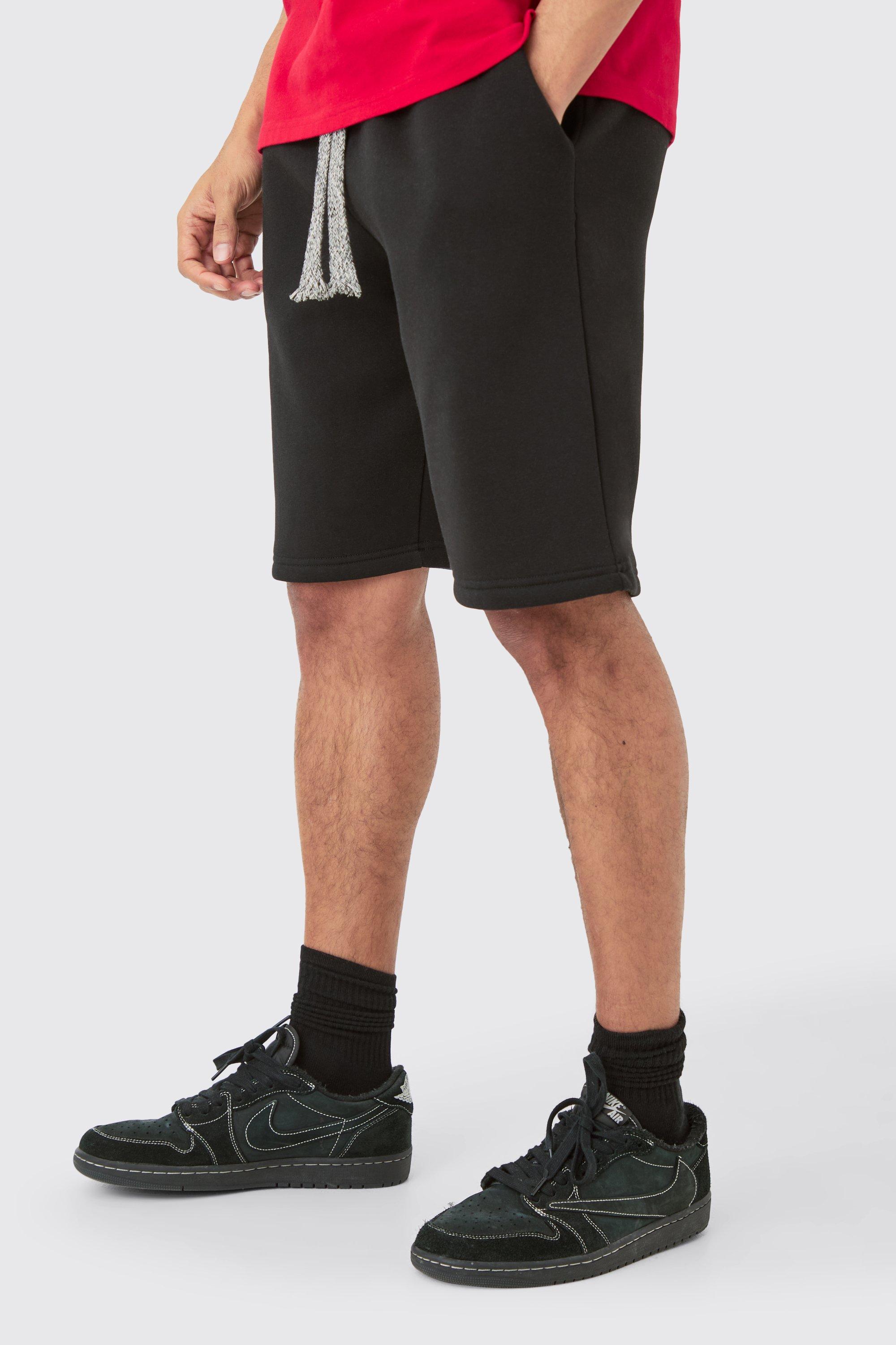 Image of Relaxed Fit Long Length Chunky Drawcord Shorts, Nero