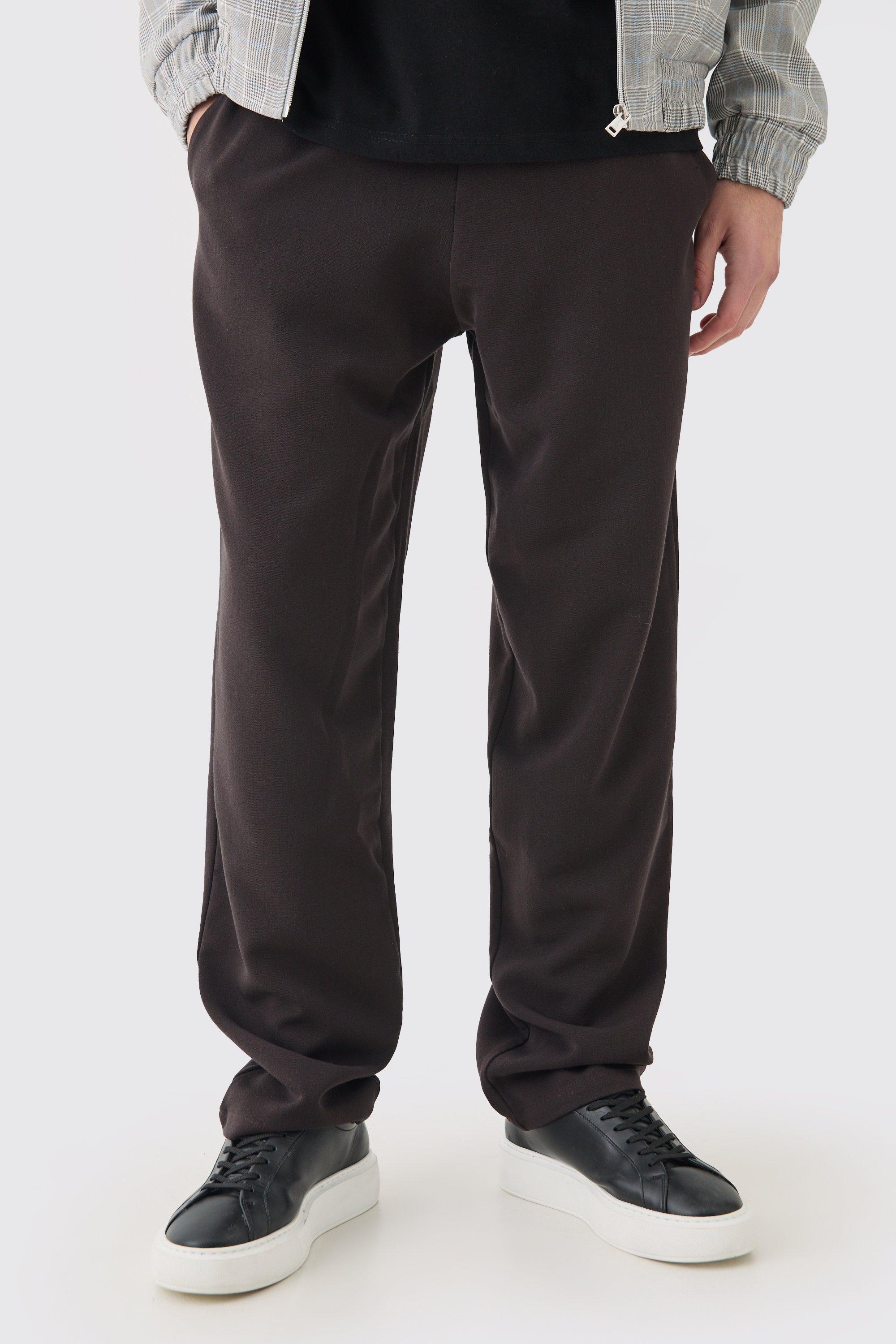Image of Drawcord Waist Straight Trousers, Brown