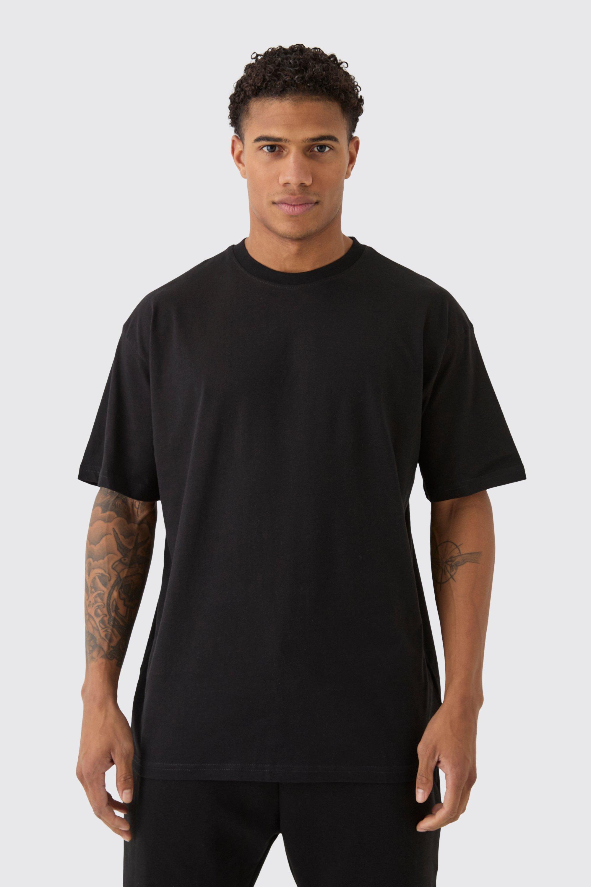 T-shirt oversize Basic a girocollo, Nero