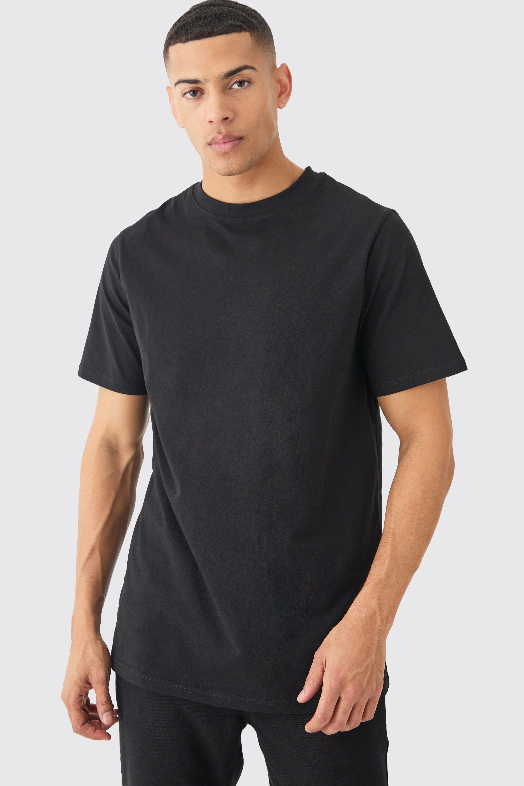 Image of Basic Longline Crew Neck T-shirt, Nero