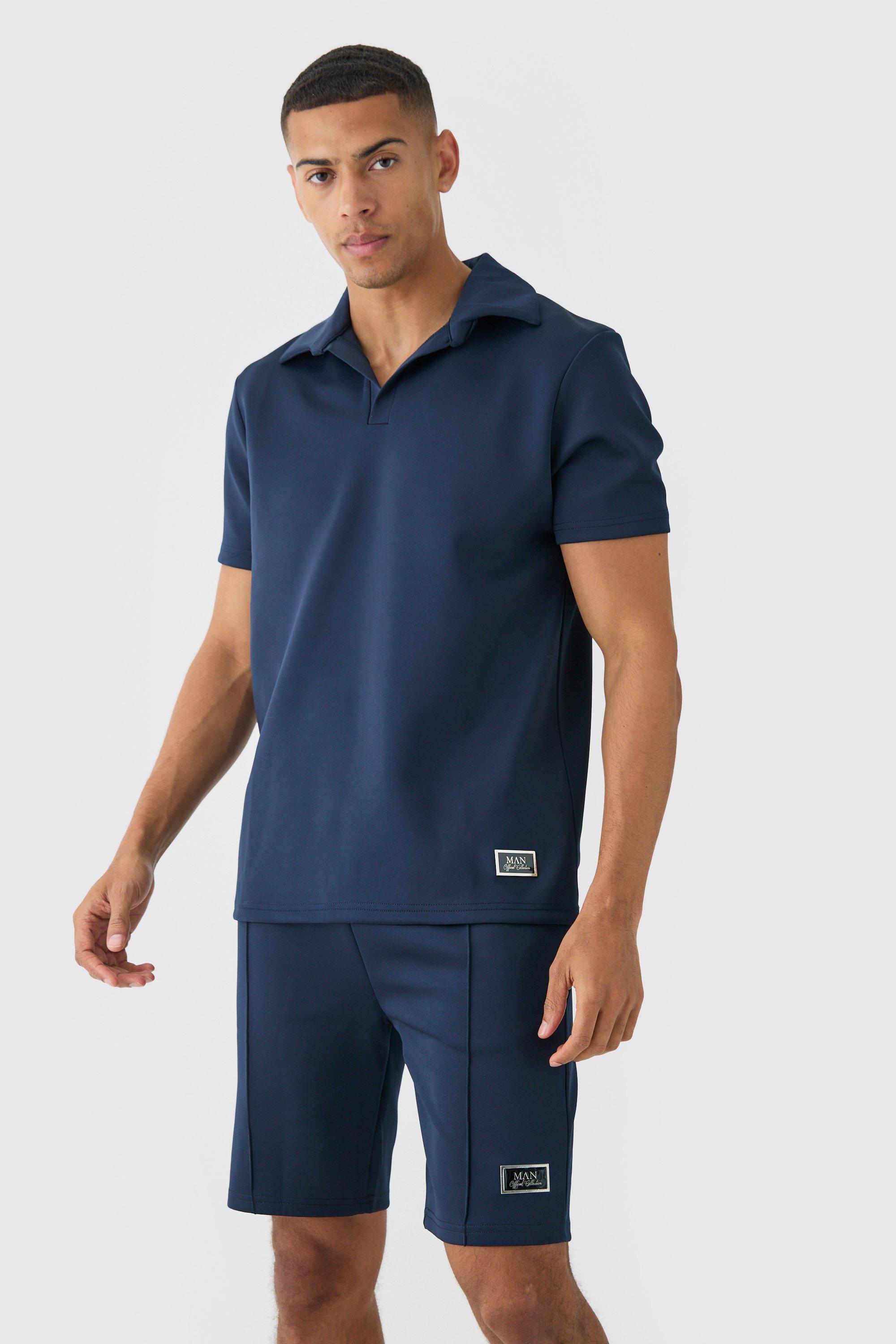 Mens Navy Core Revere Scuba Polo & Short Set, Navy