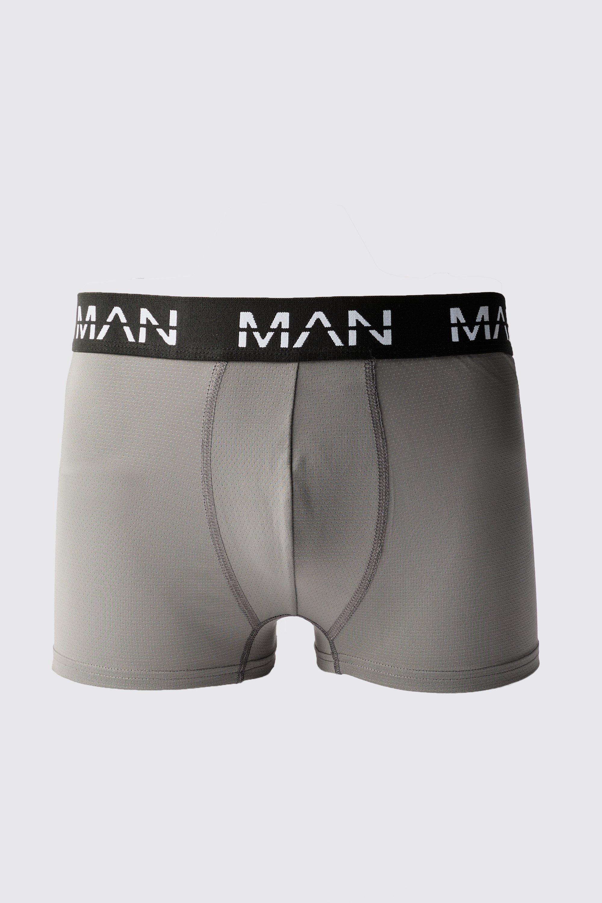 Mens Grey Man Active Performance Boxer, Grey