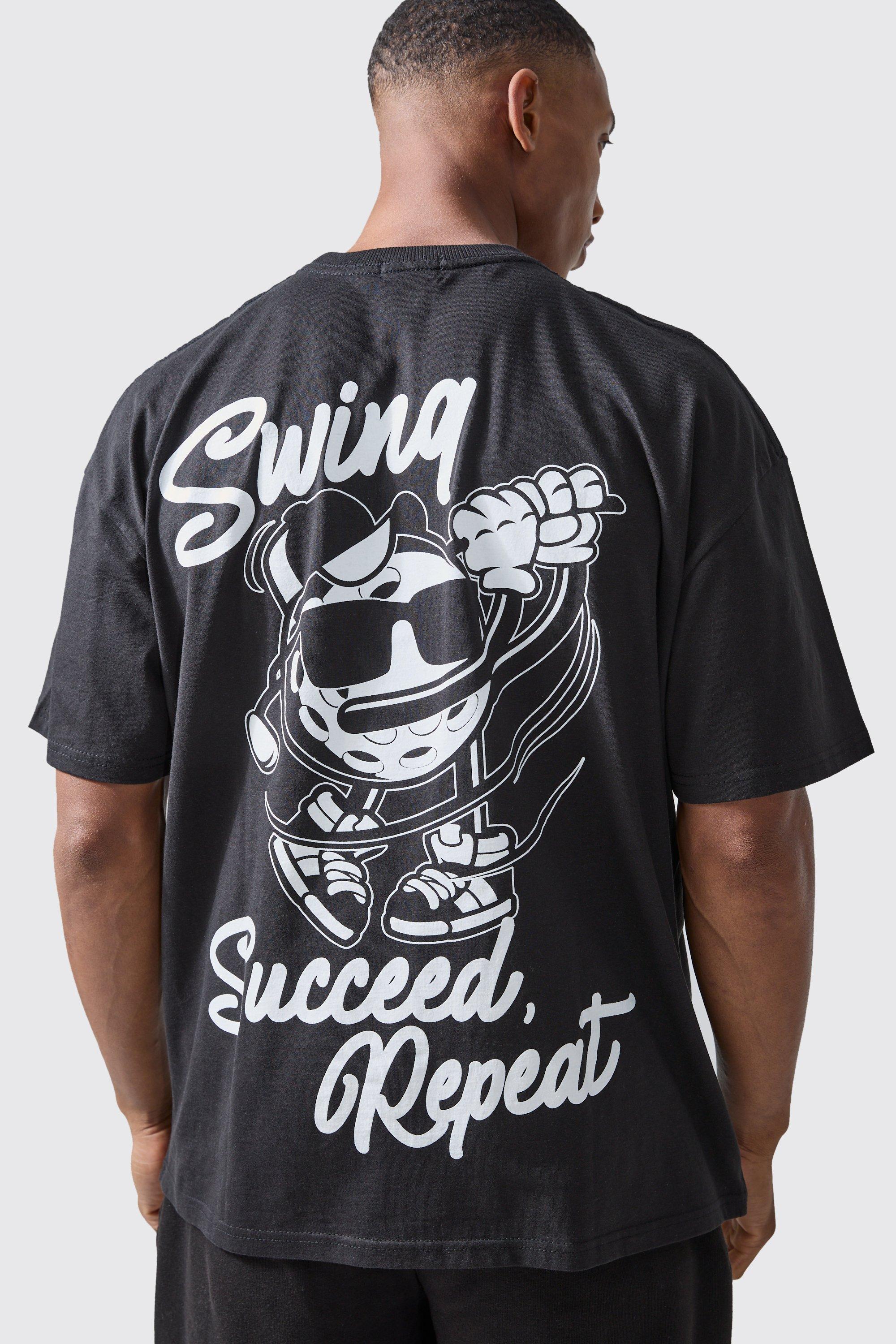 Image of T-shirt oversize con grafica Man Active Golf, Nero