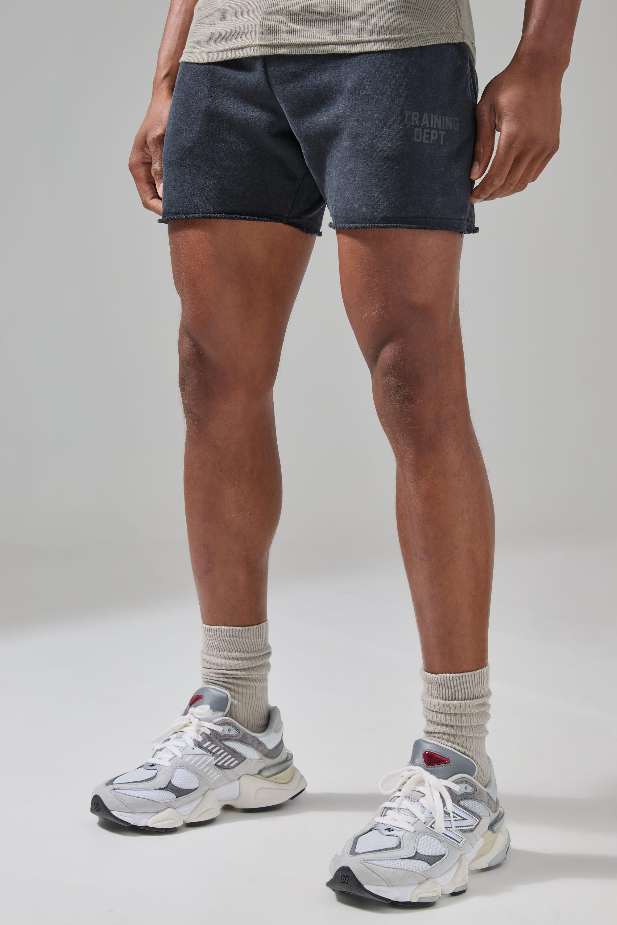 Mens Black Active Training Dept Washed 5inch Short, Black