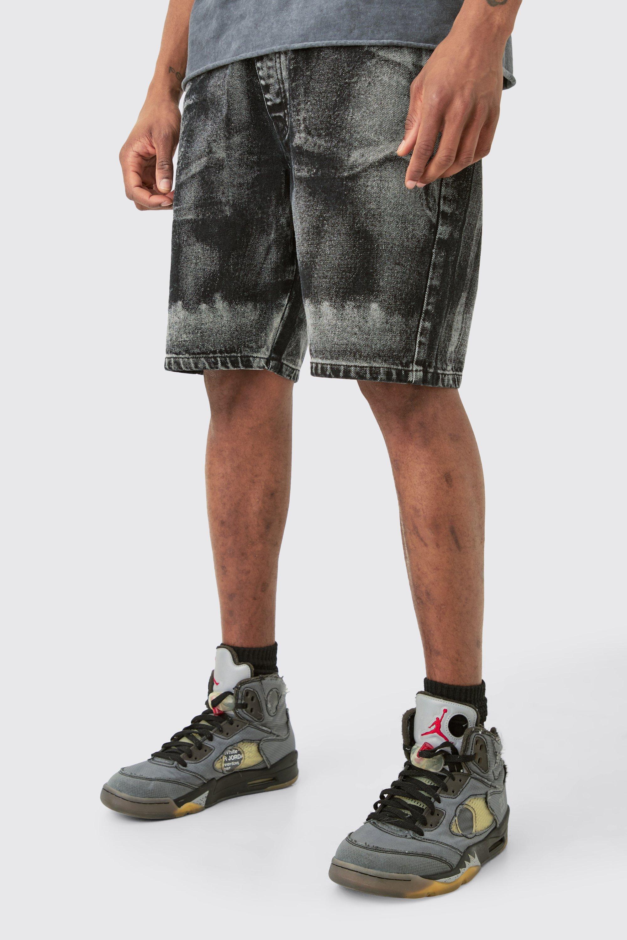 Image of Tall Acid Effect Straight Fit Short, Nero