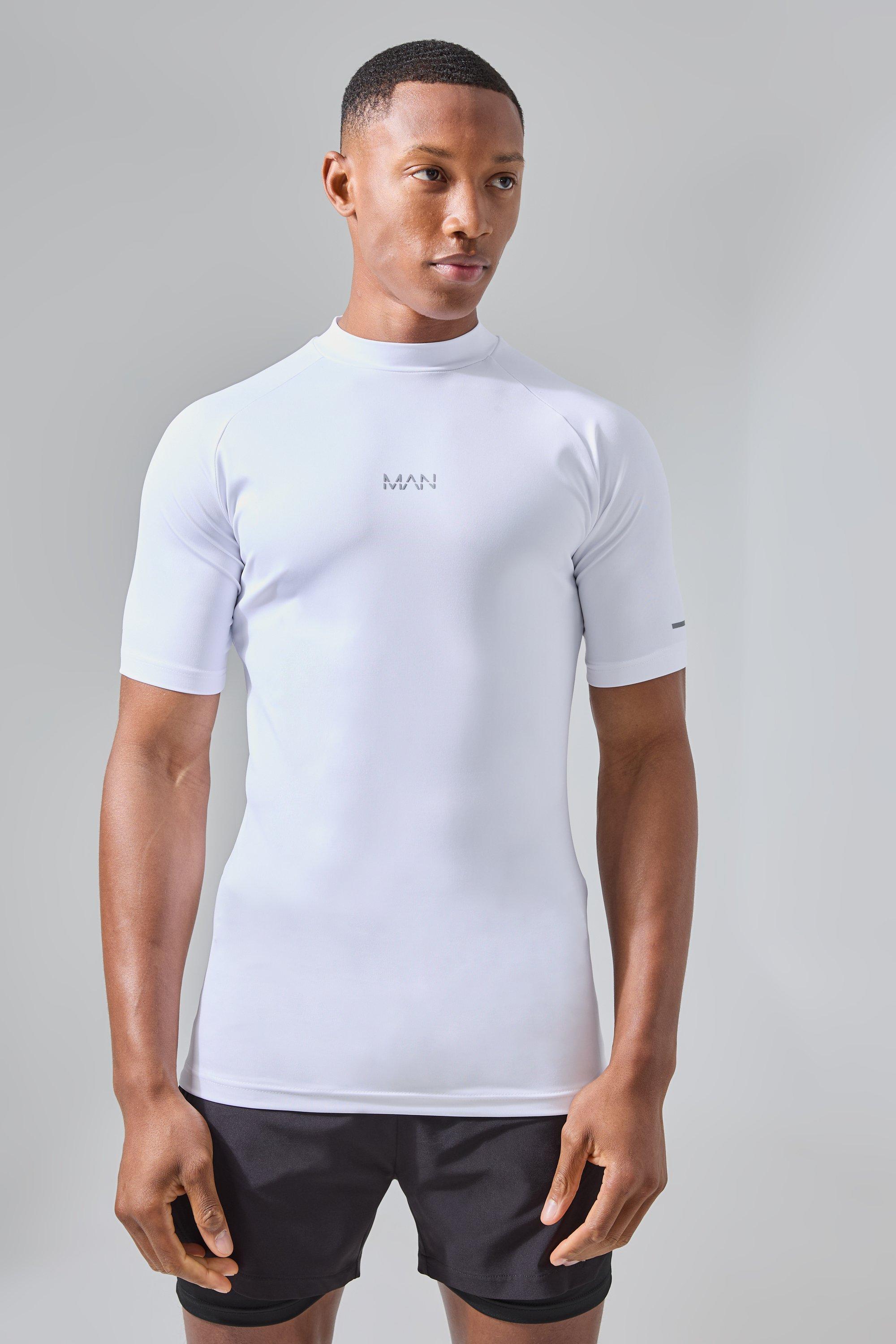 Mens White Man Active Compression T-shirt, White