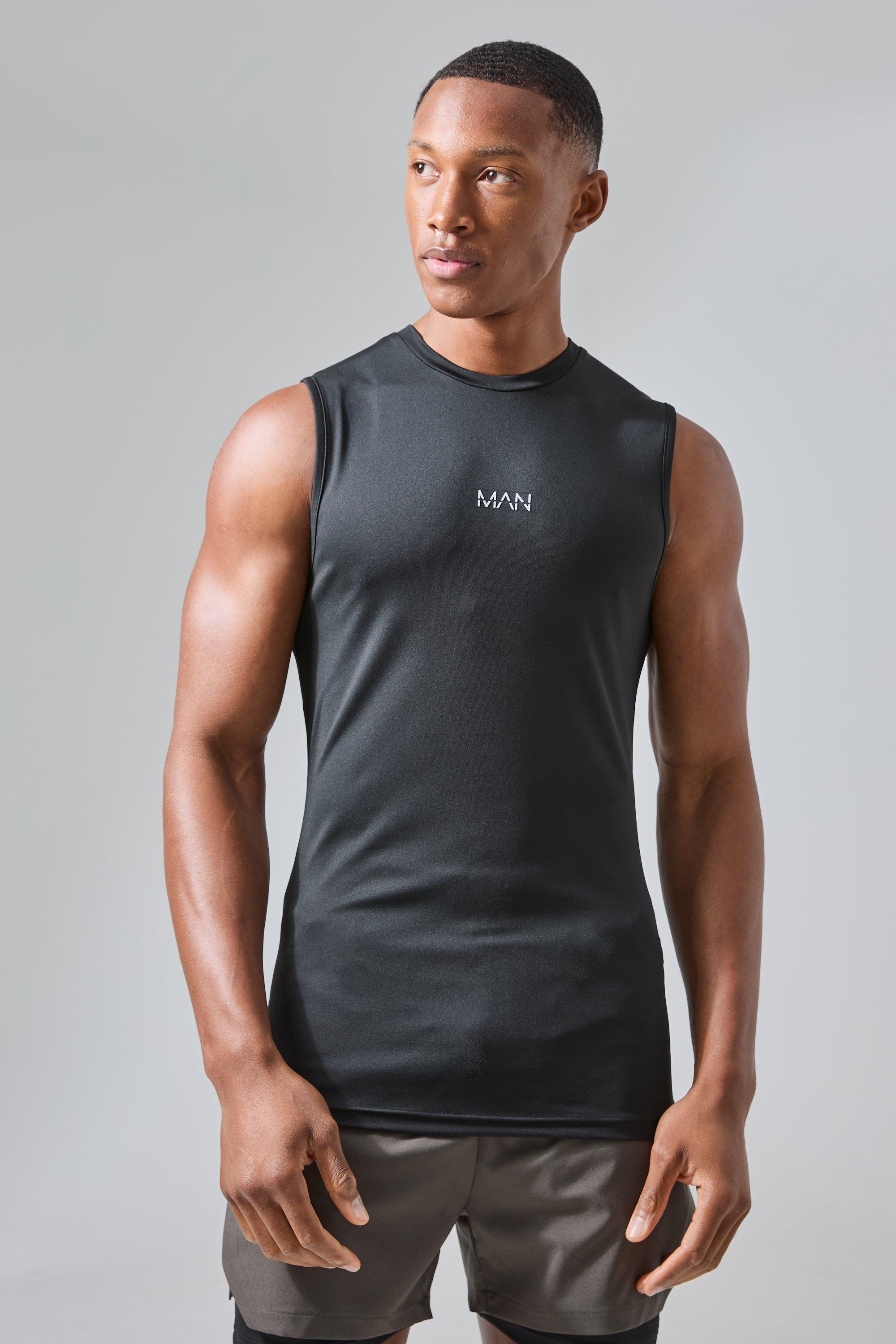 Mens Black Man Active Compression vest, Black