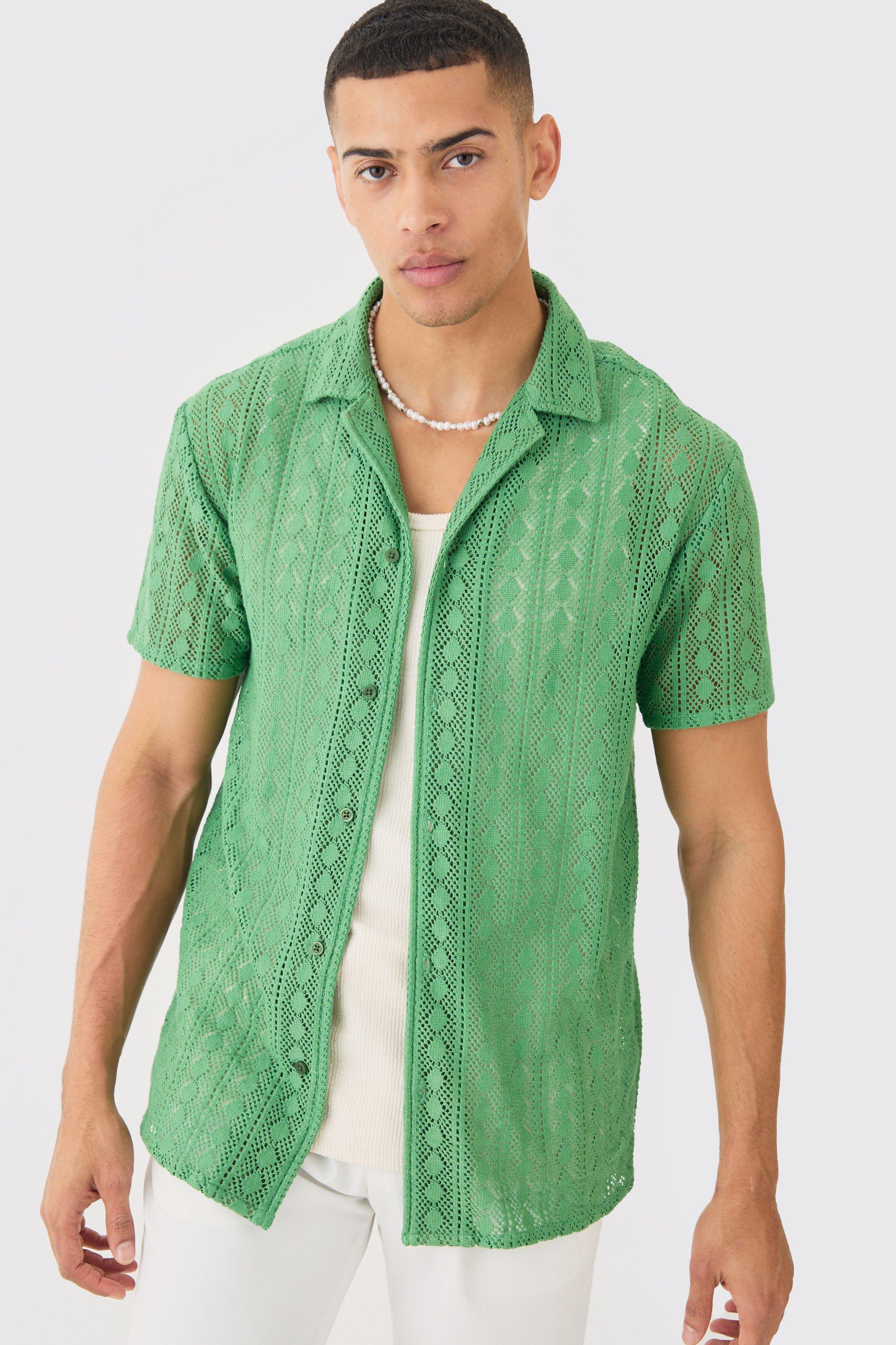 Image of Open Stitch Diamond Shirt, Verde