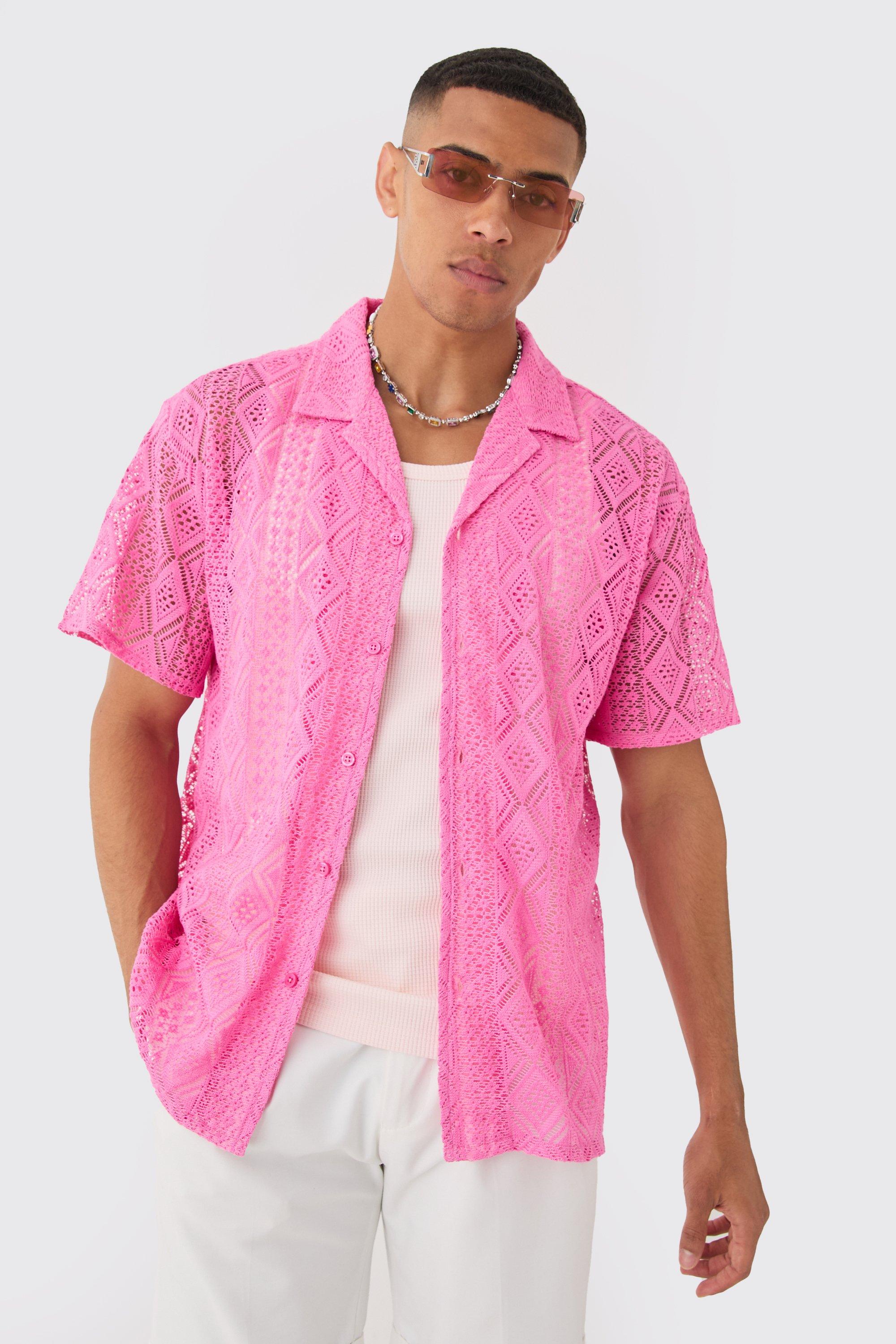Image of Boxy Crochet Look Shirt, Pink
