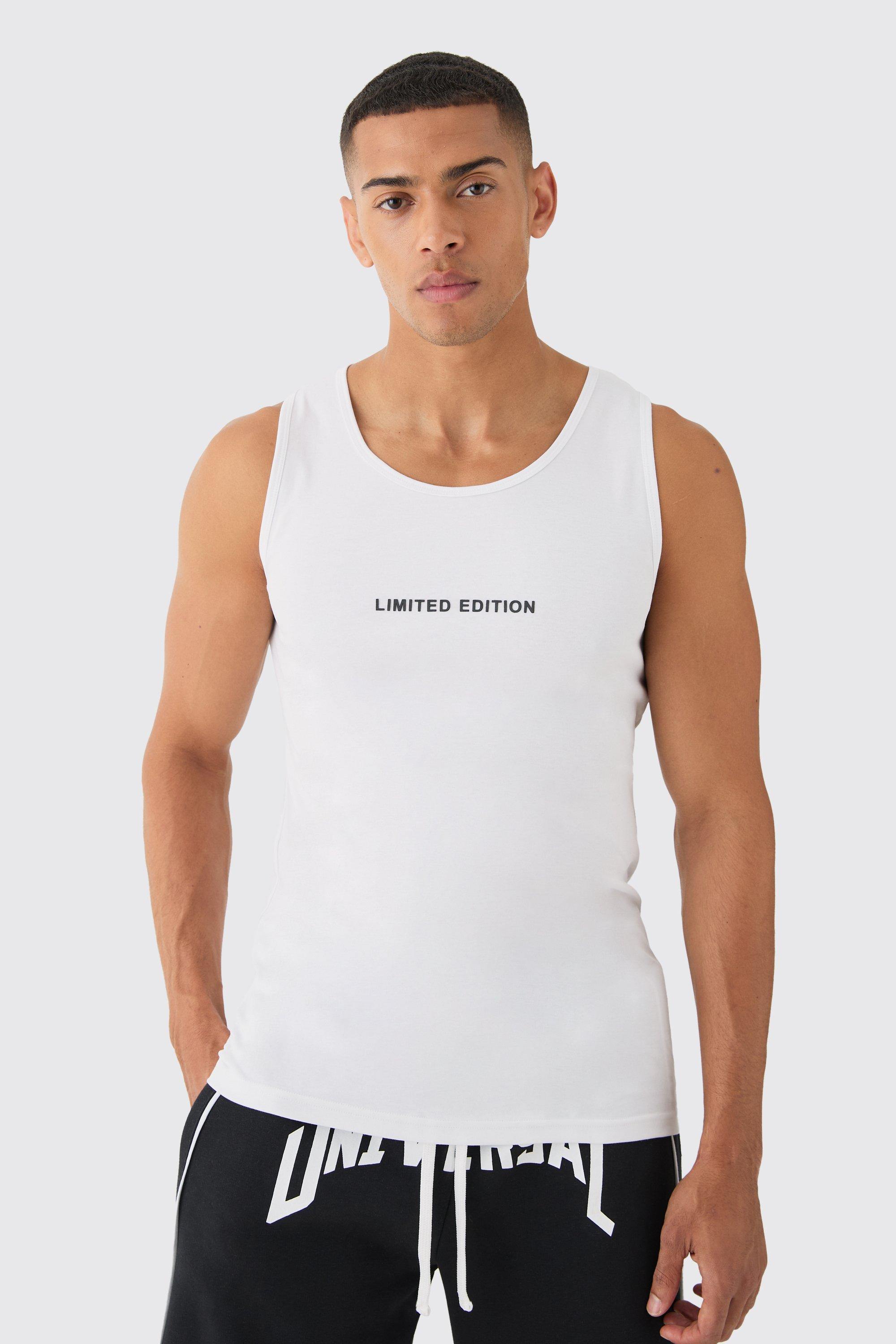 Mens White Premium Muscle Fit Limited  Super Clean Interlock vest, White