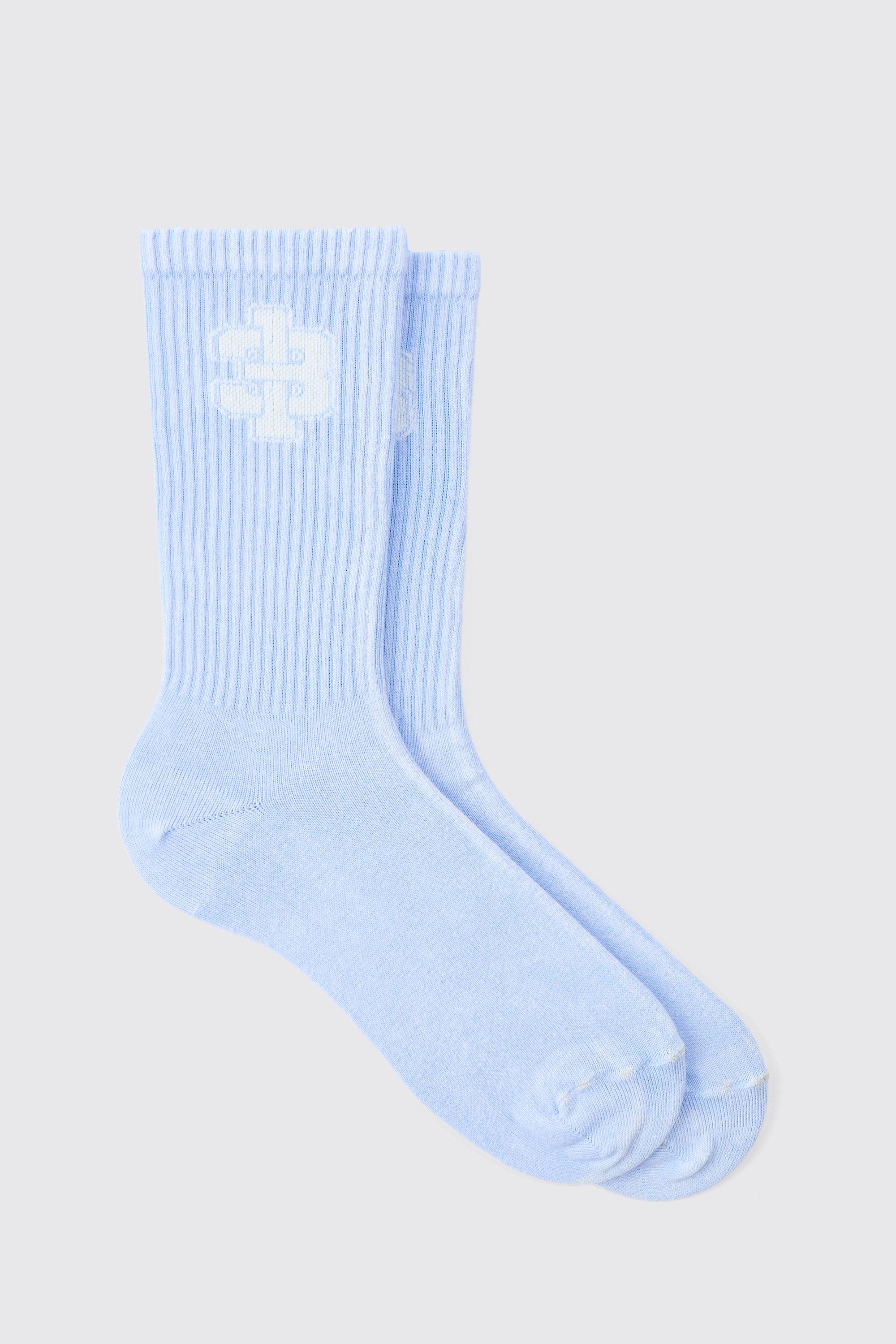 Image of Acid Wash 13 Jacquard Socks In Blue, Azzurro