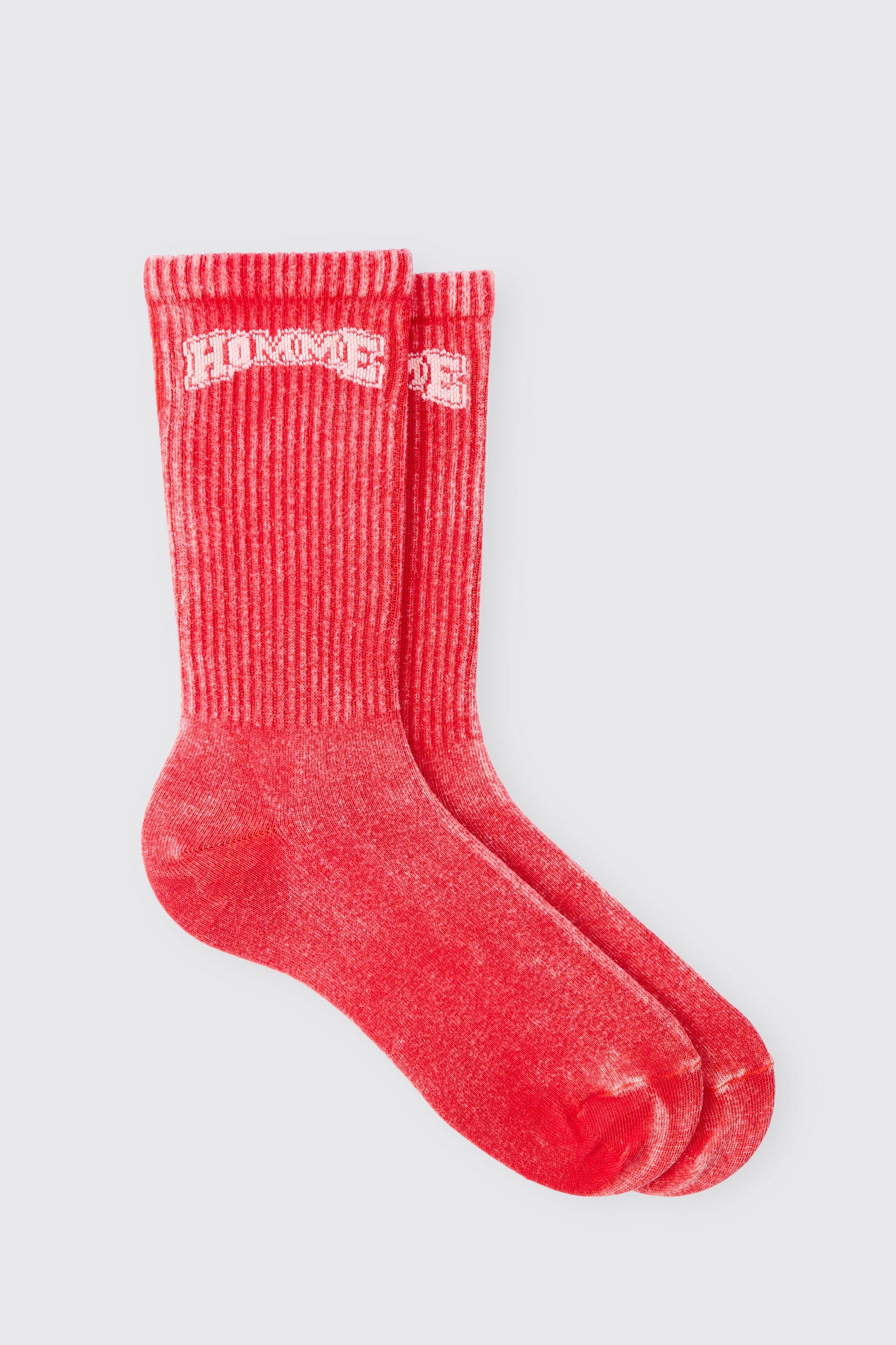 Image of Acid Wash Homme Socks In Red, Rosso