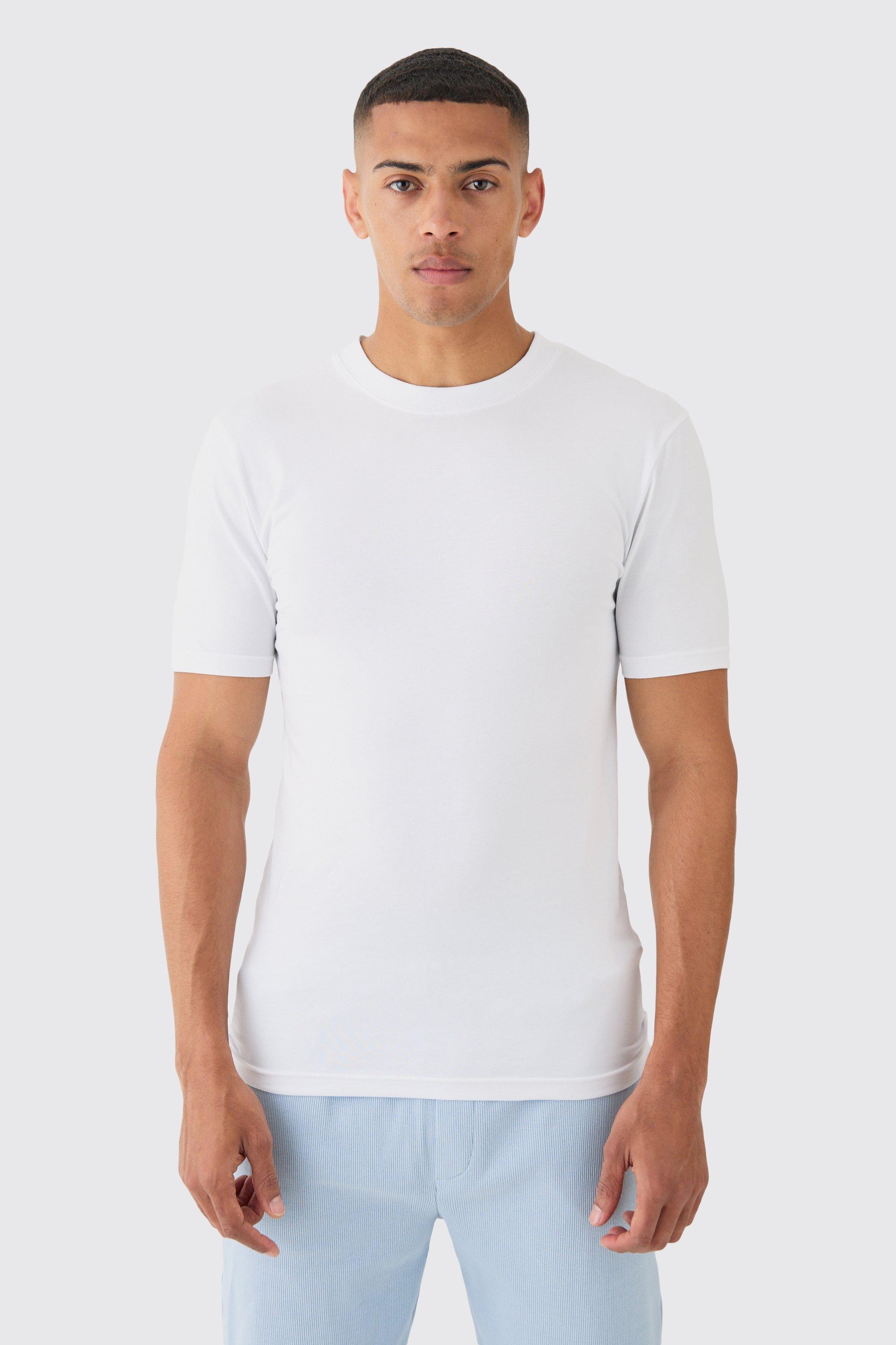 Image of Basic Muscle Fit T-shirt, Bianco