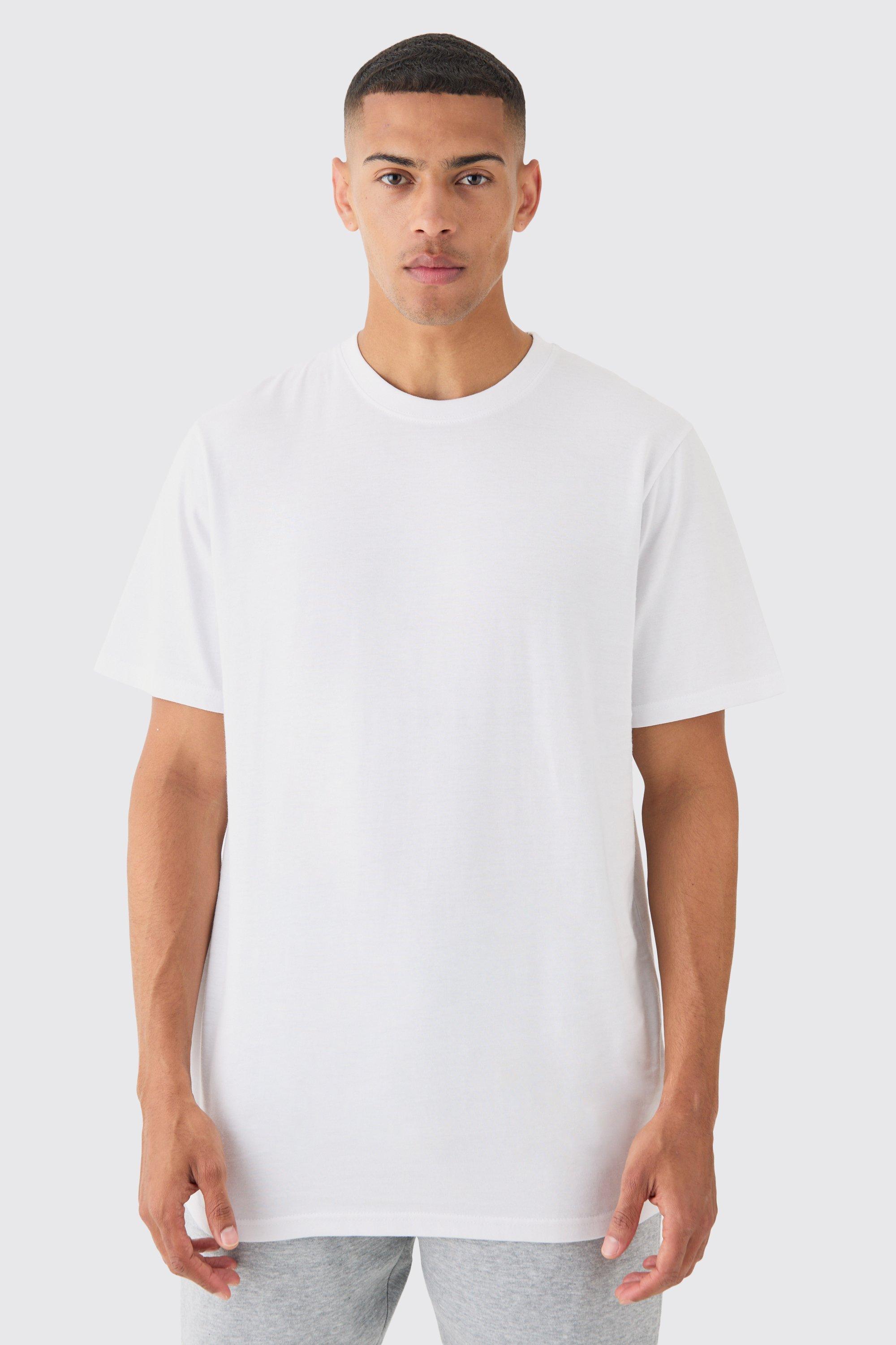 Image of Basic Longline Crew Neck T-shirt, Bianco