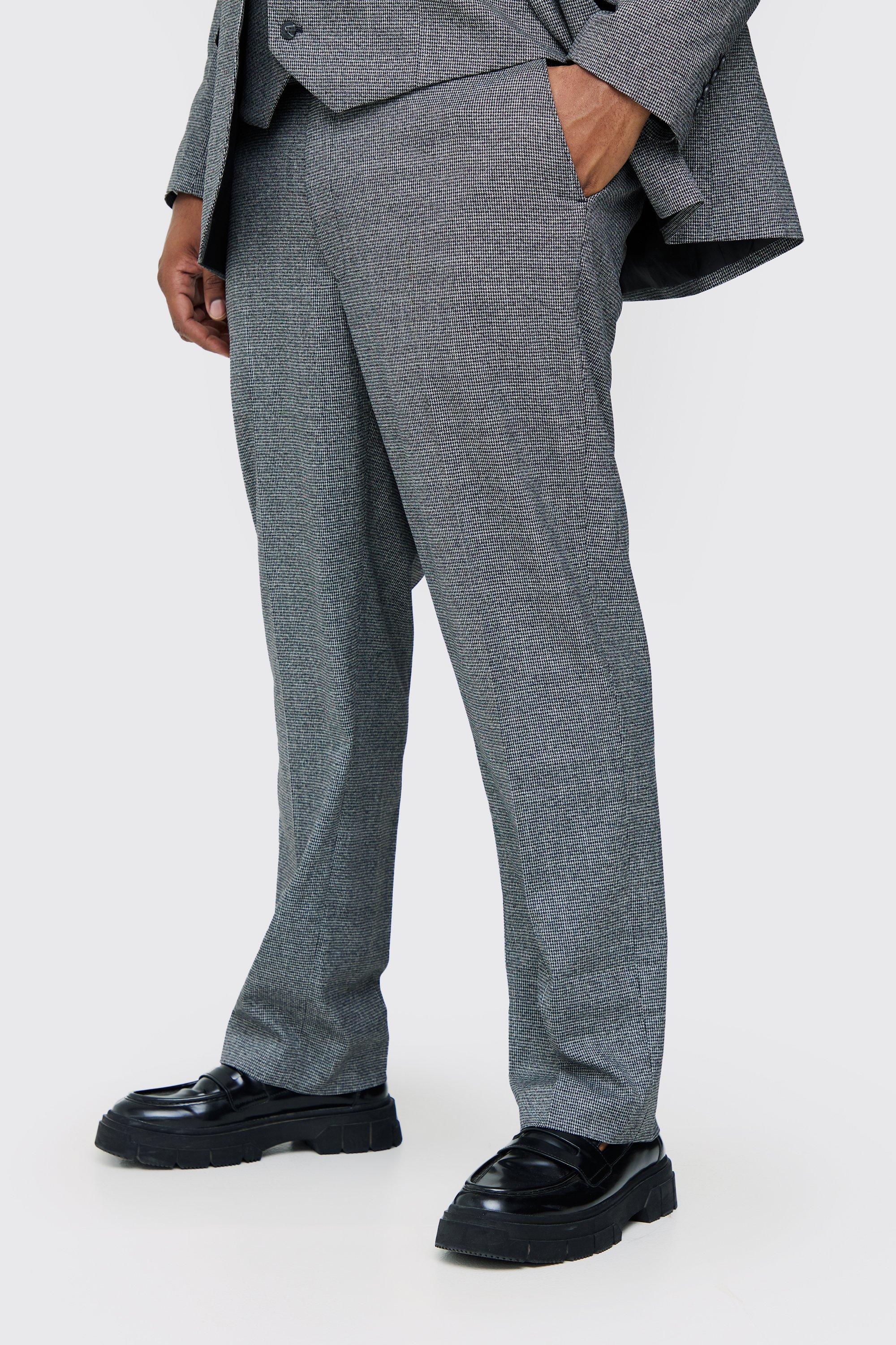 Plus Mini Dogtooth Regular Fit Suit Trouser, Grigio