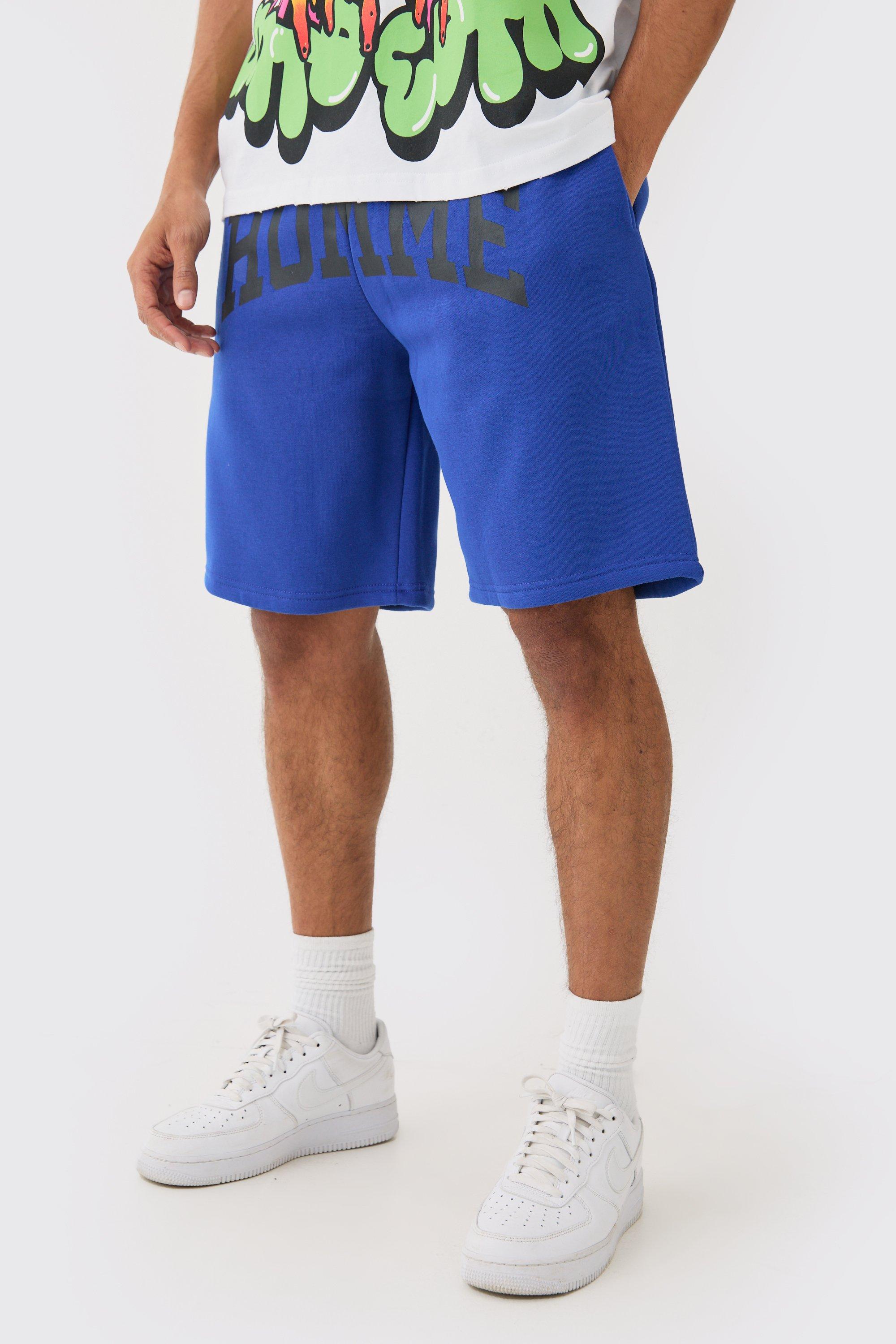 Image of Oversized Homme Crotch Print Short, Azzurro