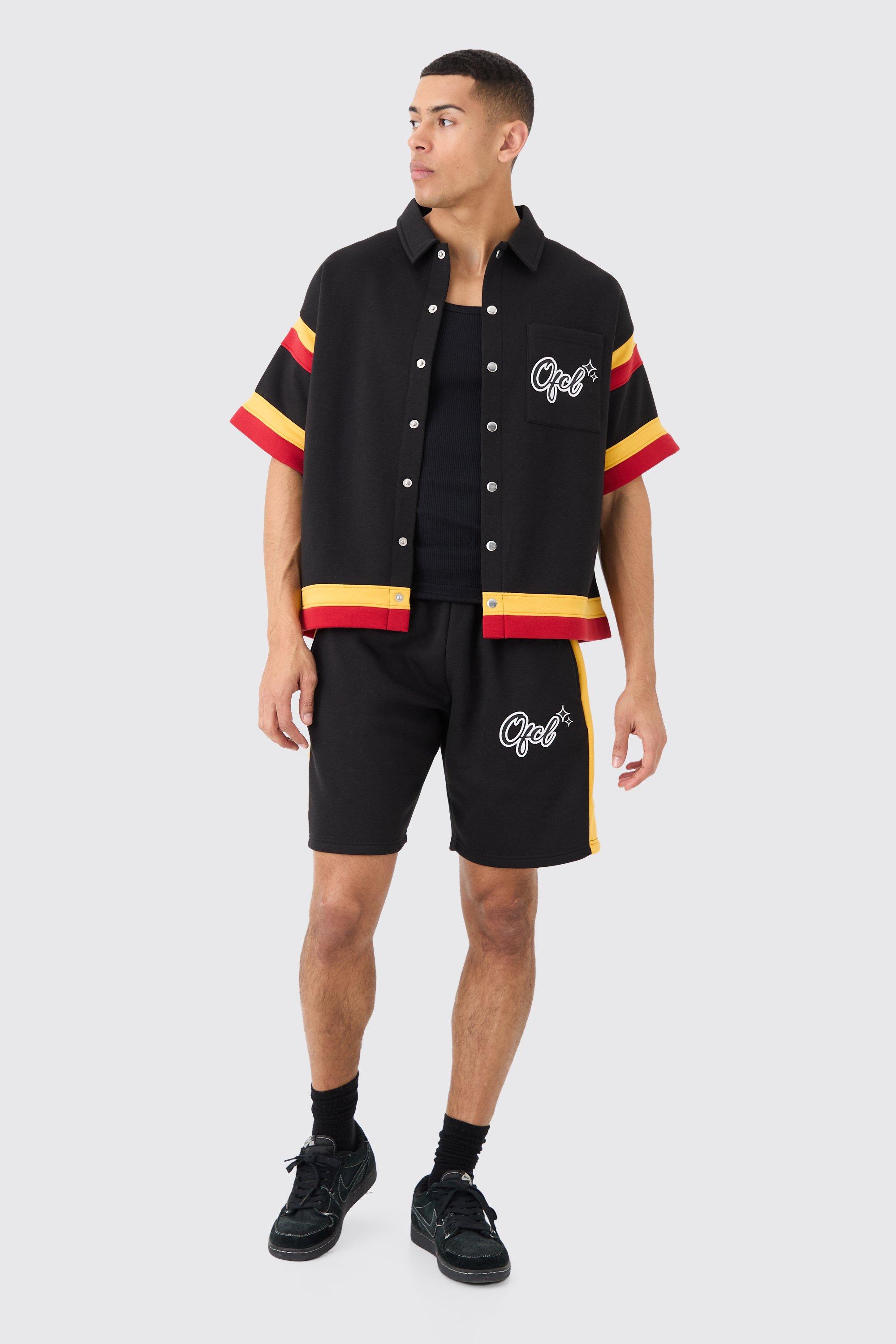Image of Ofcl Baseball Shirt And Shorts Set, Nero