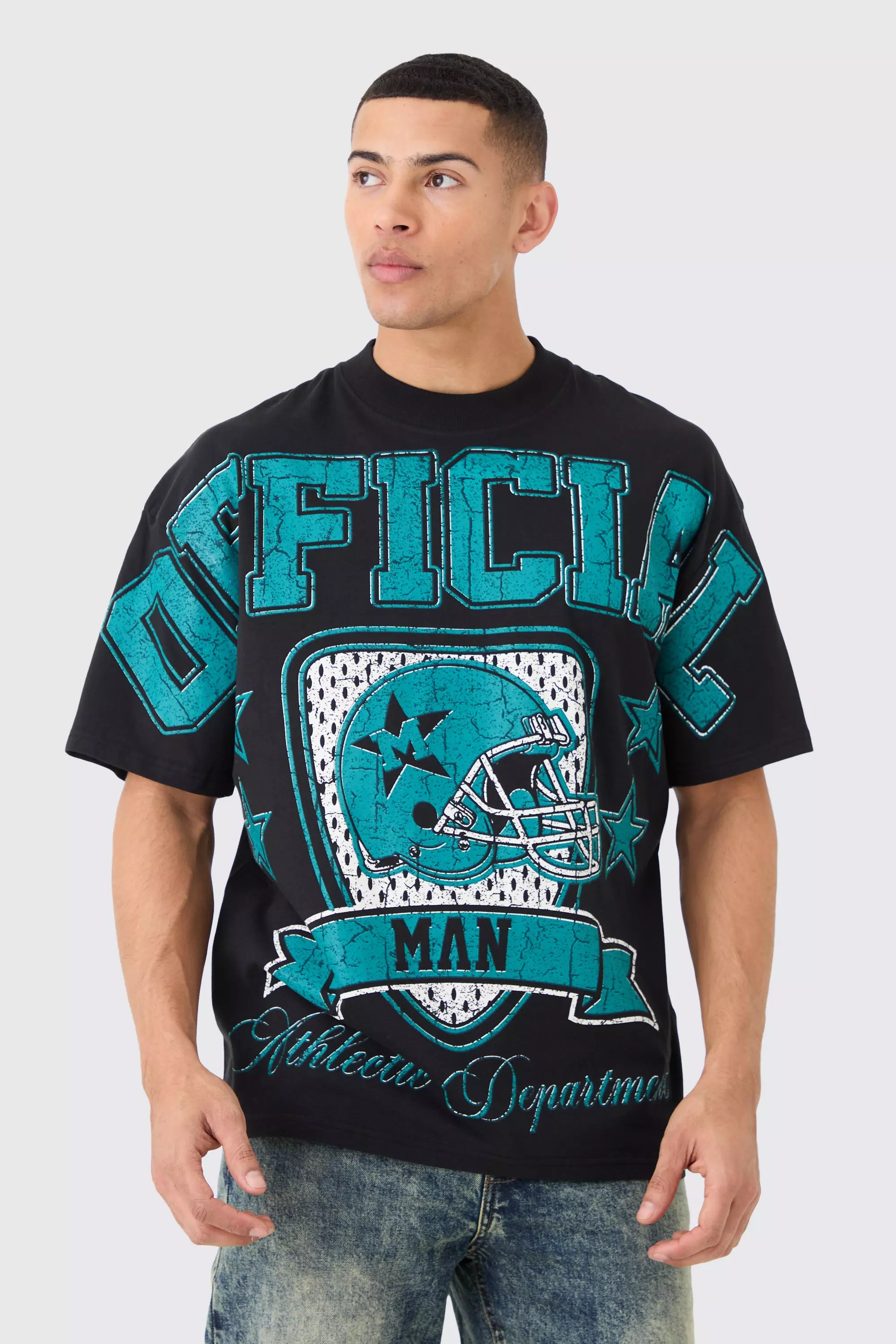 Oversized Over Seams Varsity Graphic T-shirt