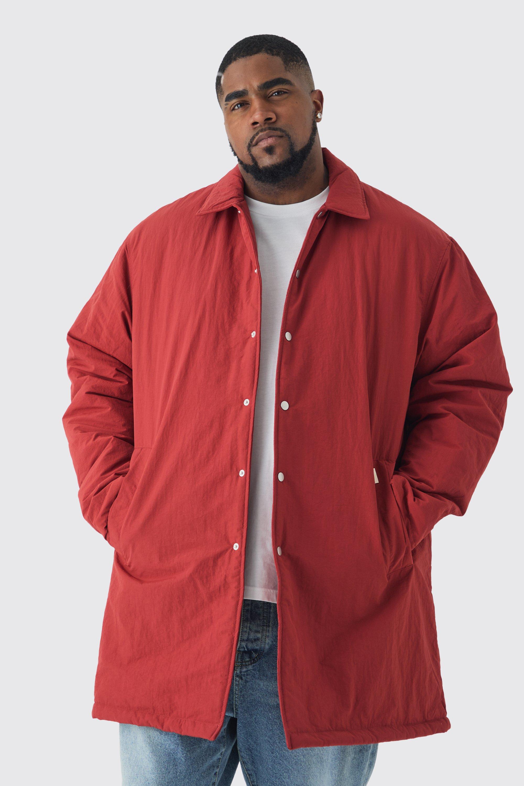 Impermeabile Plus Size con etichetta Man effetto goffrato color ruggine, Arancio