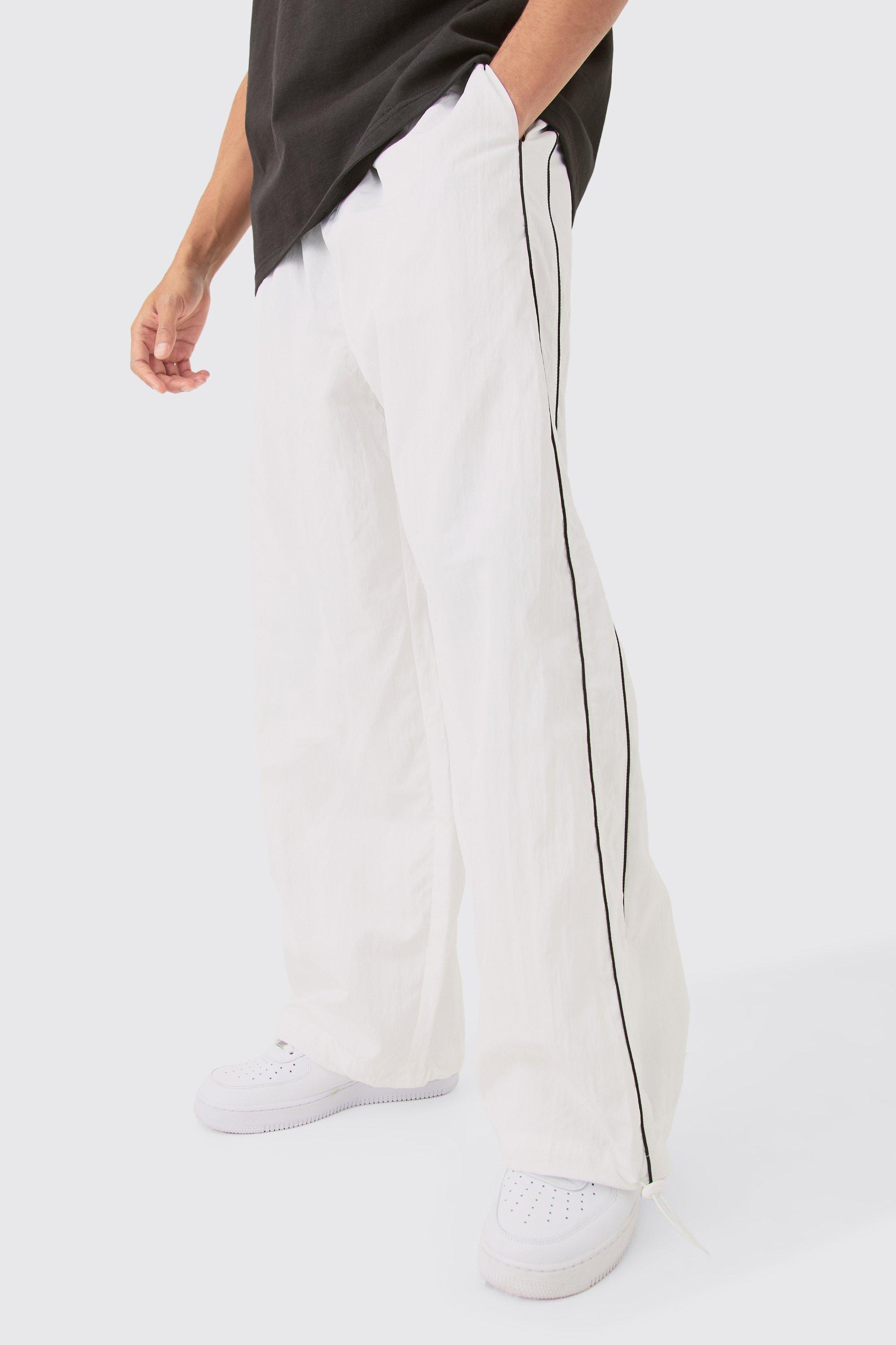 Image of Elastic Waist Ofcl Parachute Track Pants, Bianco