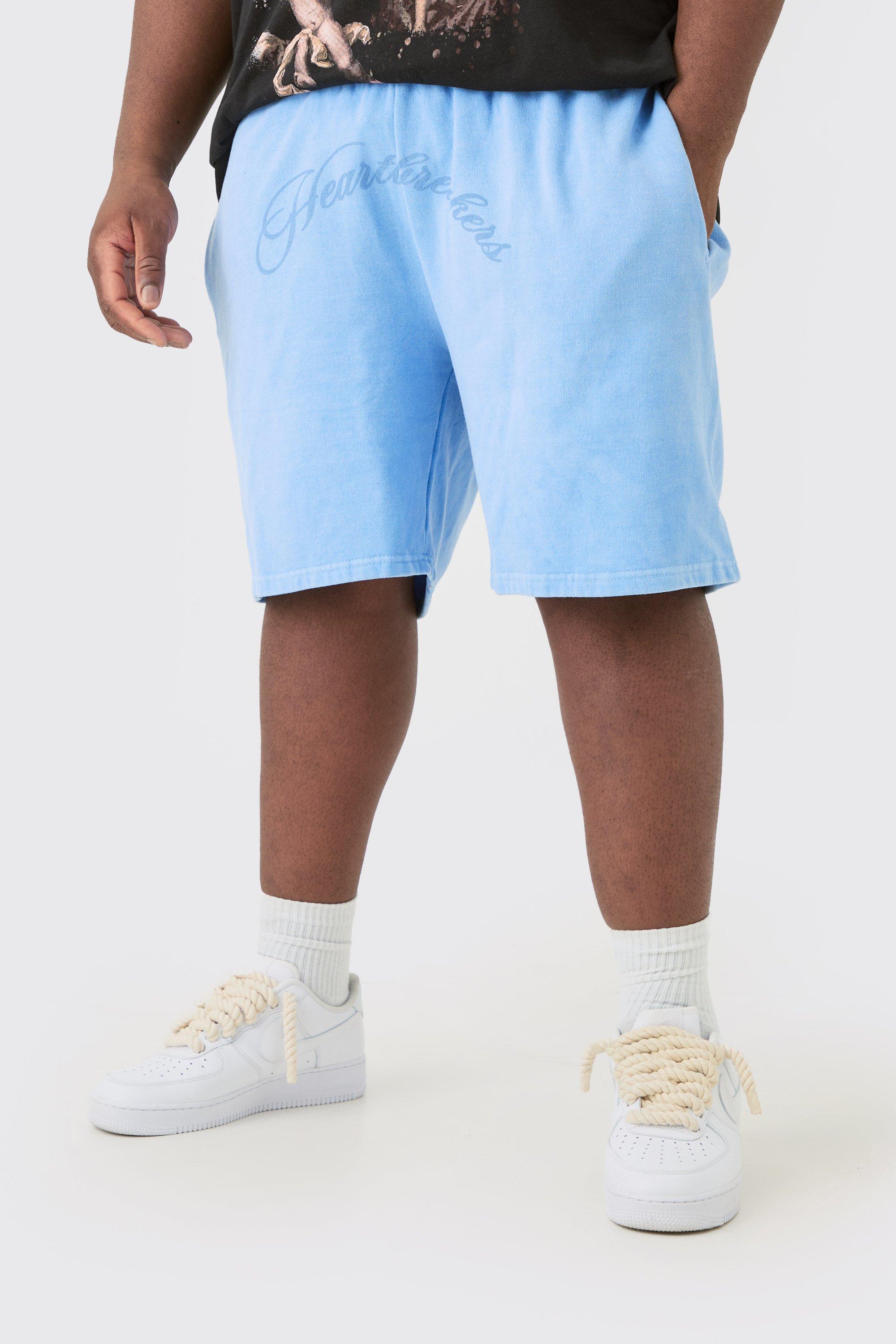 Image of Plus Oversized Hearbreakers Shorts In Blue, Azzurro