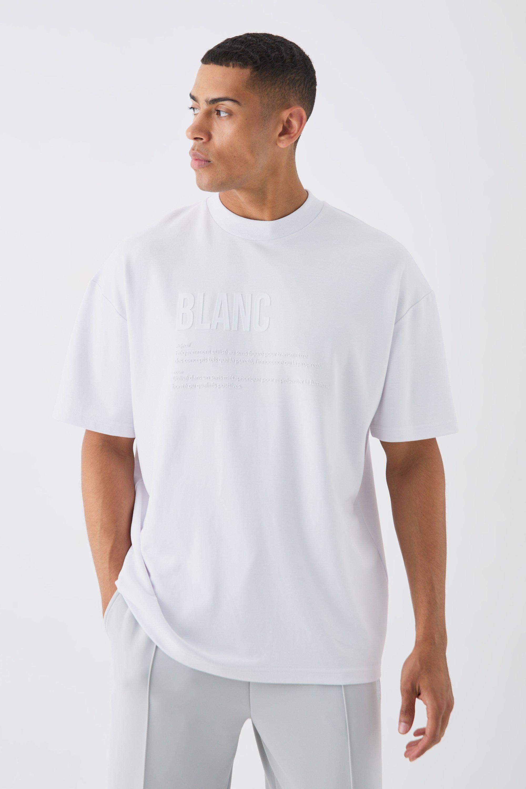 T-shirt oversize pesante con stampa in gomma, Bianco