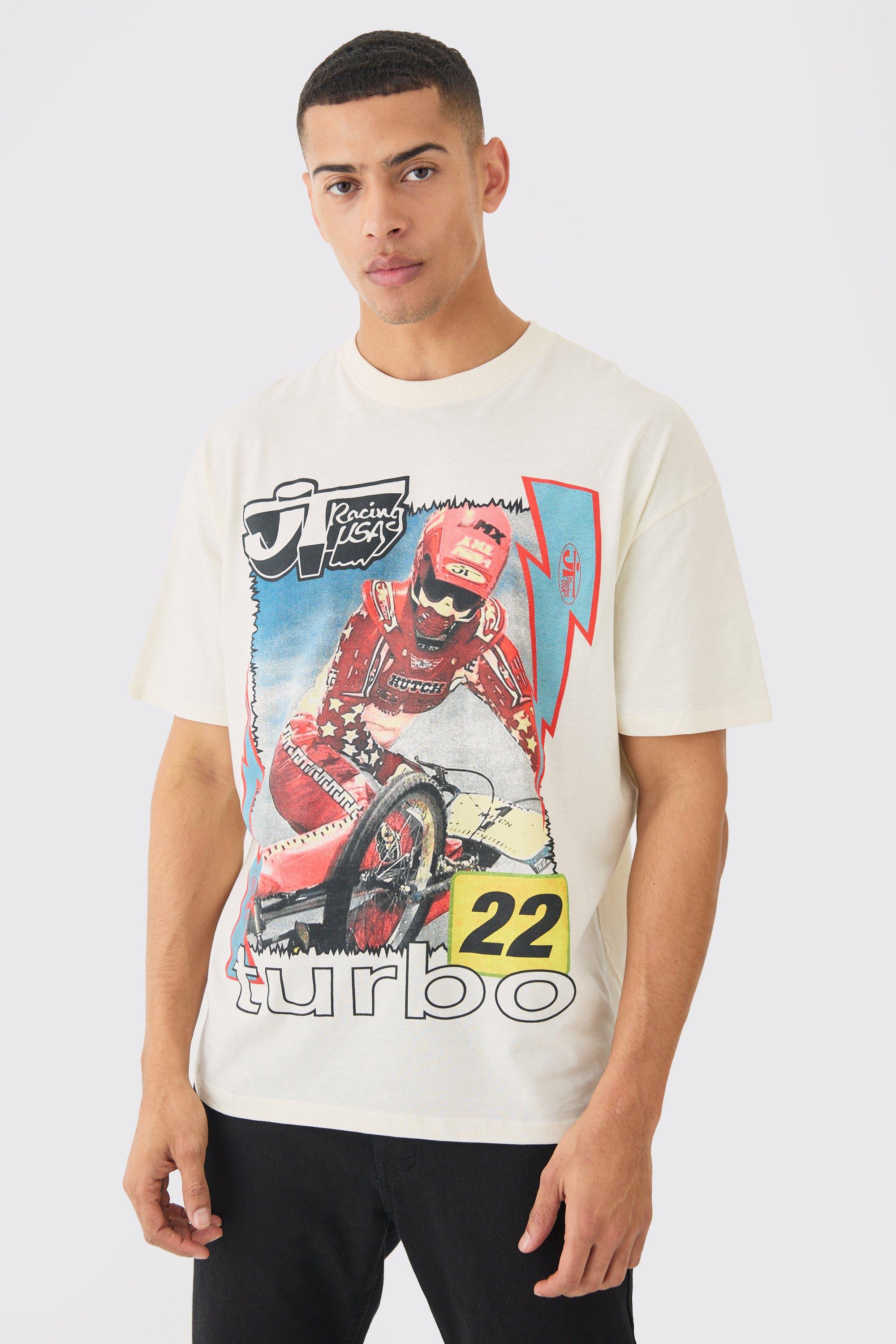 Image of Oversized Turbo Racing License T-shirt, Beige