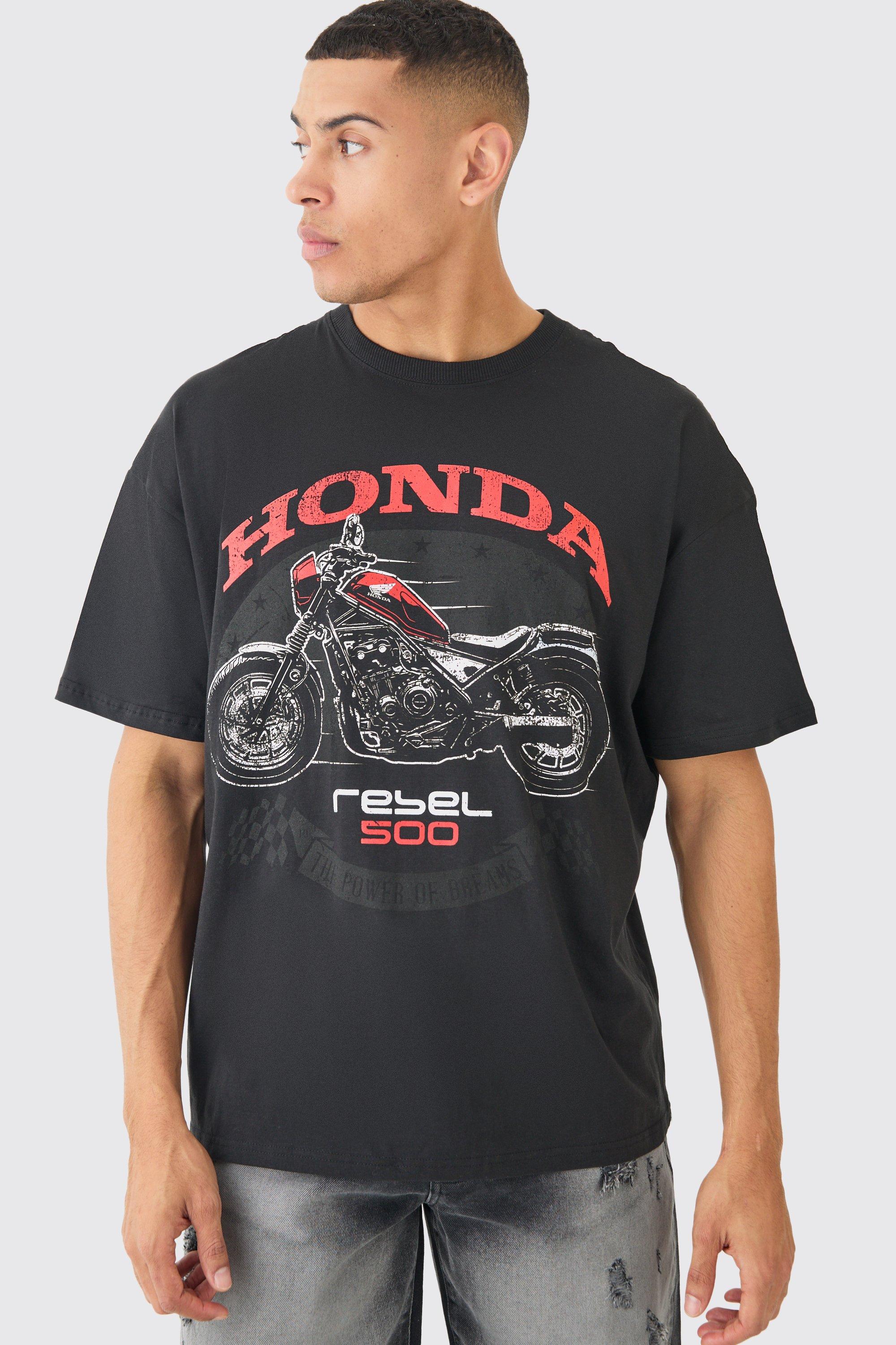 Image of Oversized Honda Motorcylcle License T-shirt, Nero