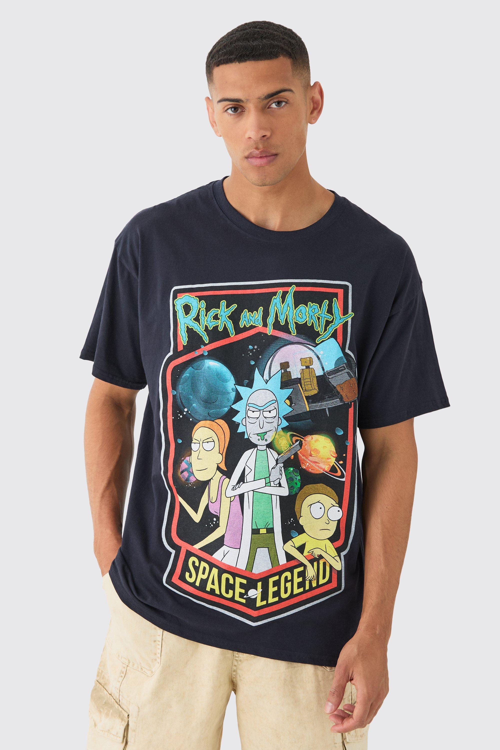 Mens Navy Loose Rick And Morty Cartoon License T-shirt, Navy