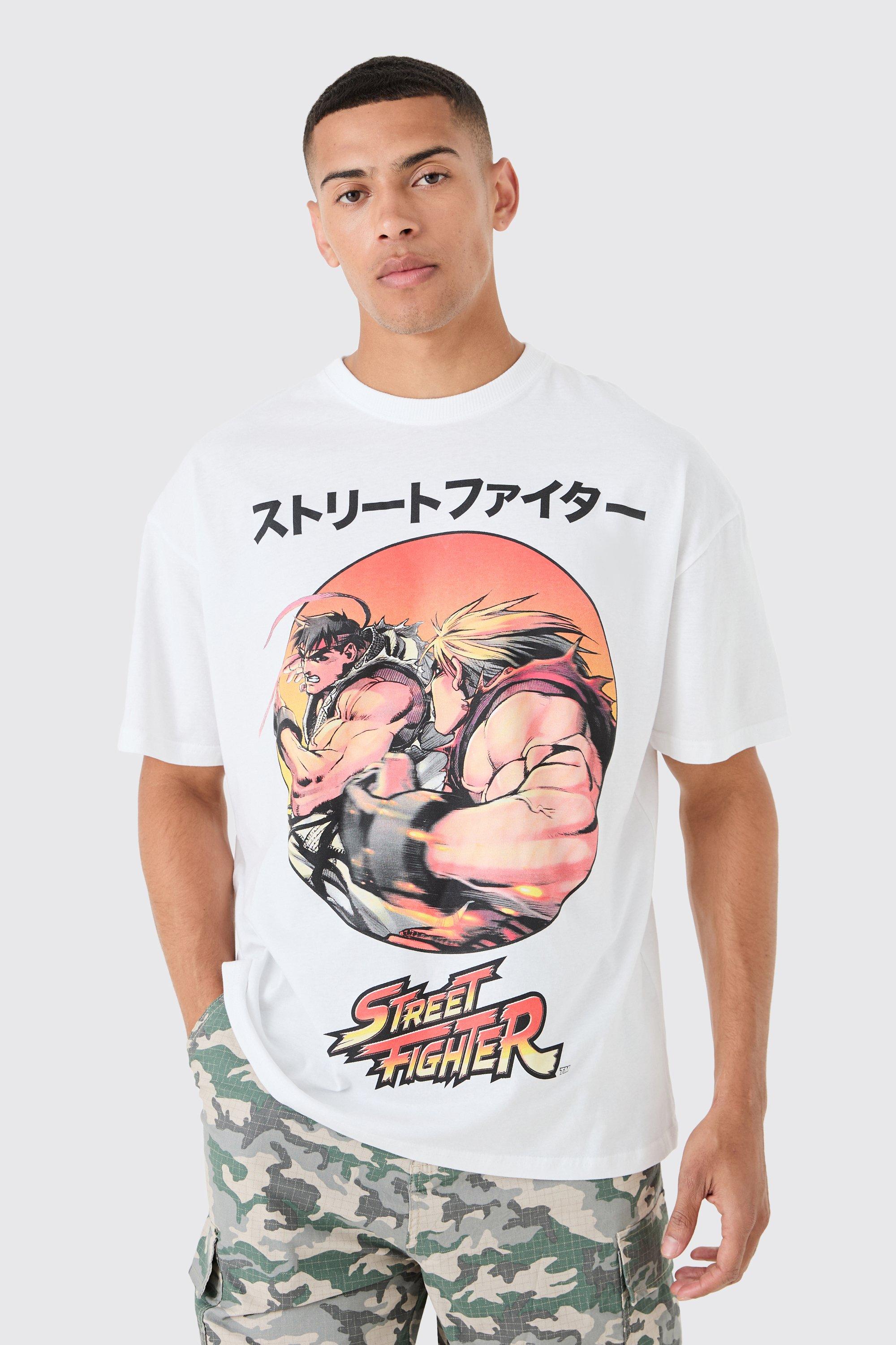 Image of Oversized Street Fighter Anime License T-shirt, Bianco