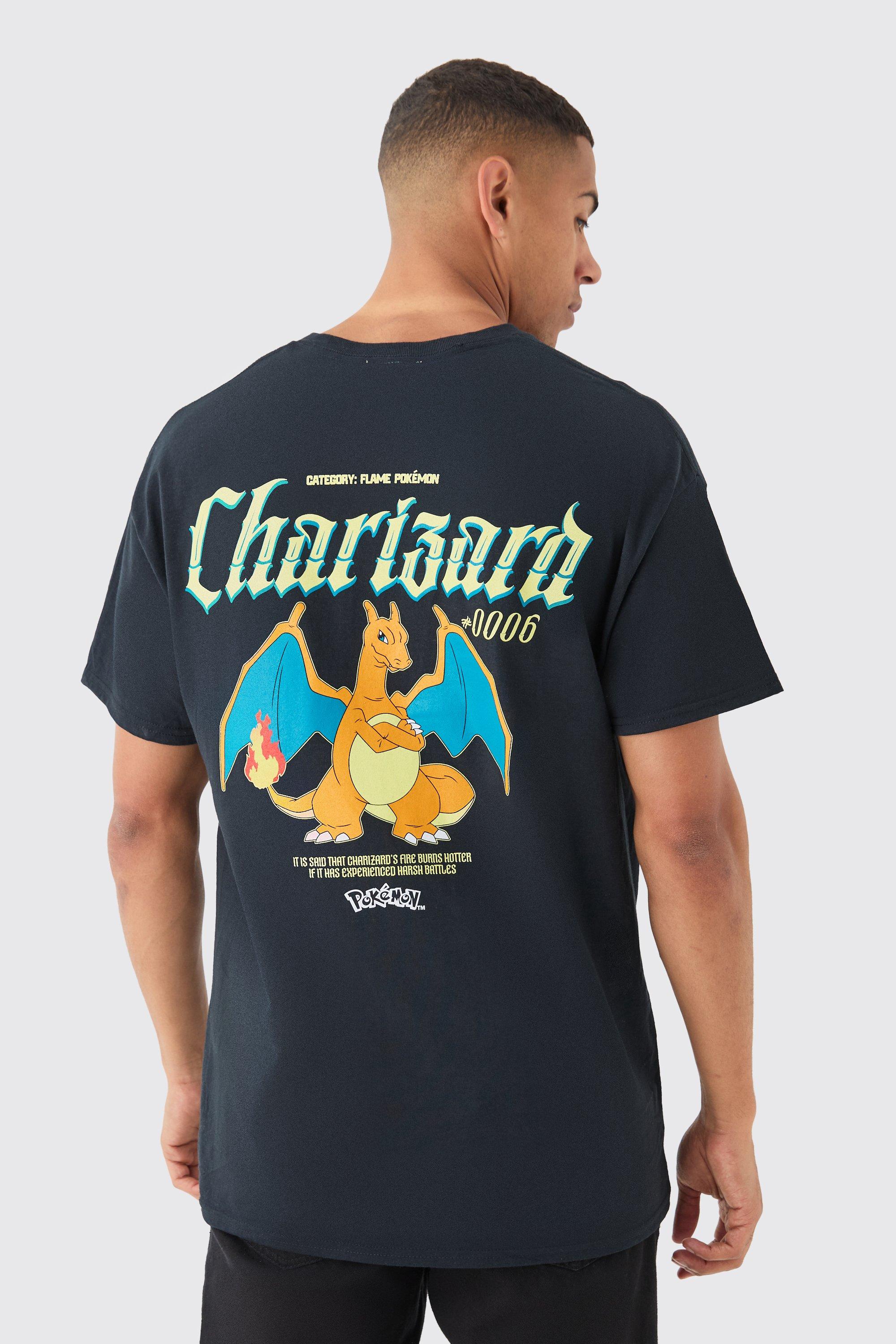 Image of Oversized Pokemon Charizard License T-shirt, Nero