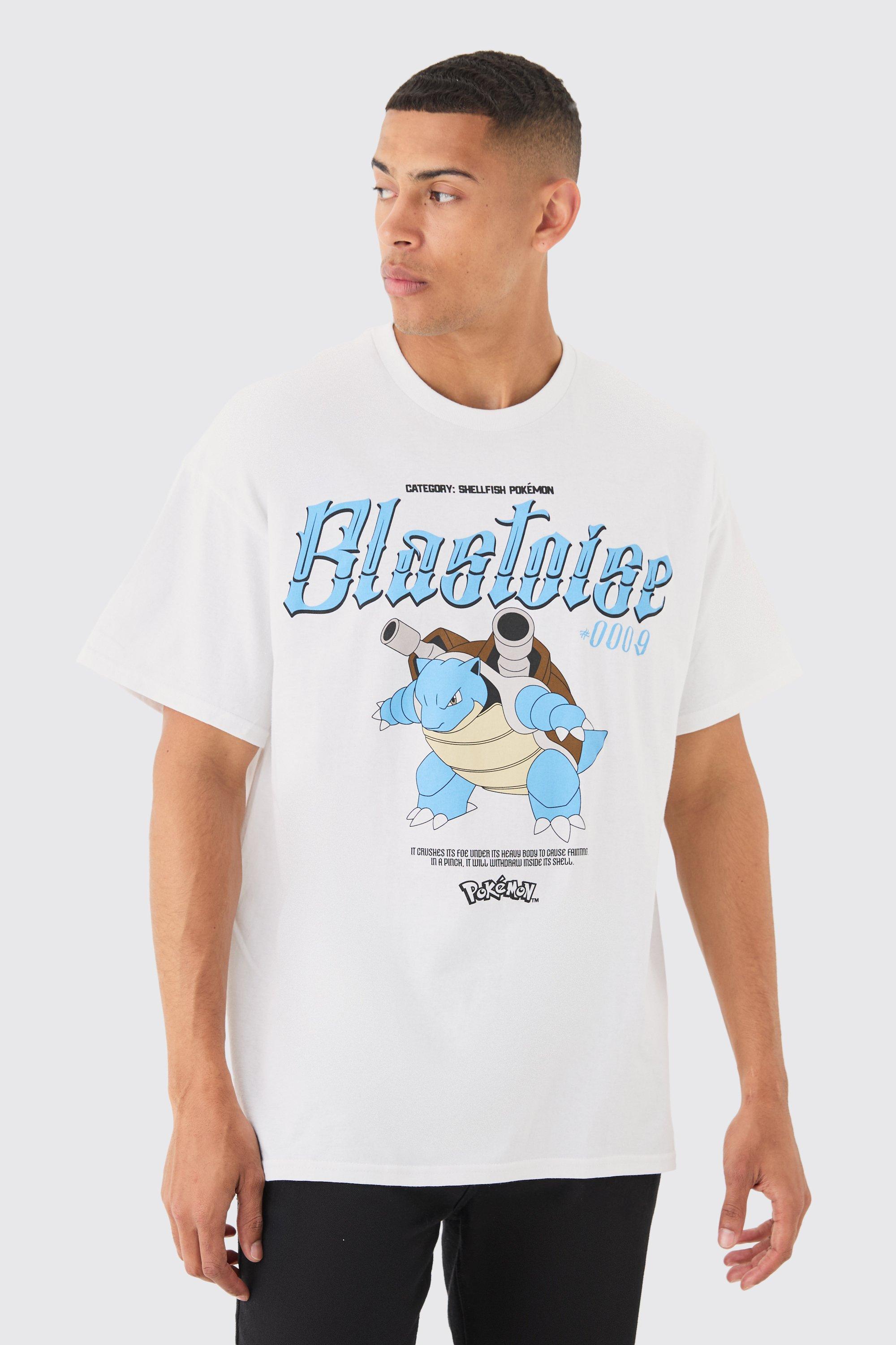 Image of Oversized Pokemon Blastoise License T-shirt, Bianco