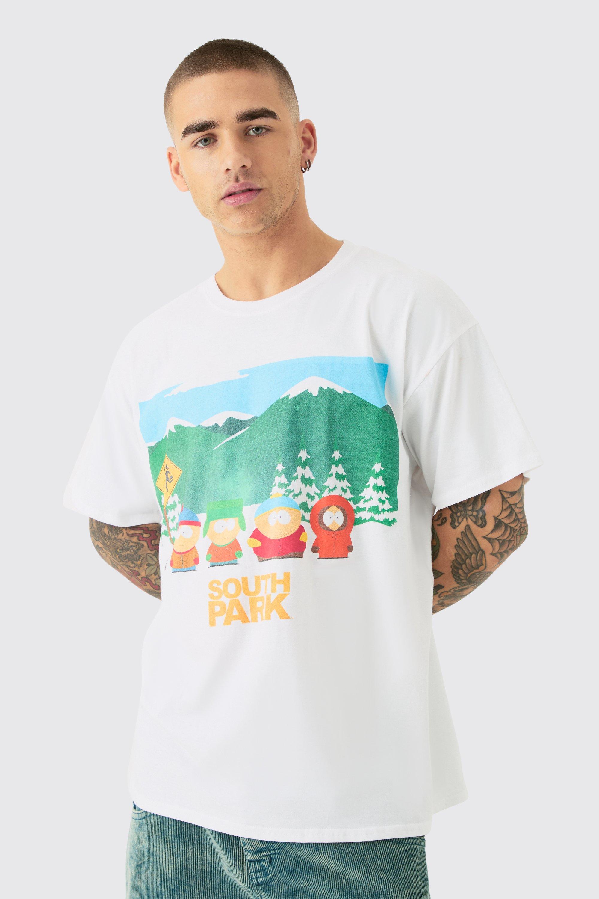 Mens White Oversized South Park License T-shirt, White