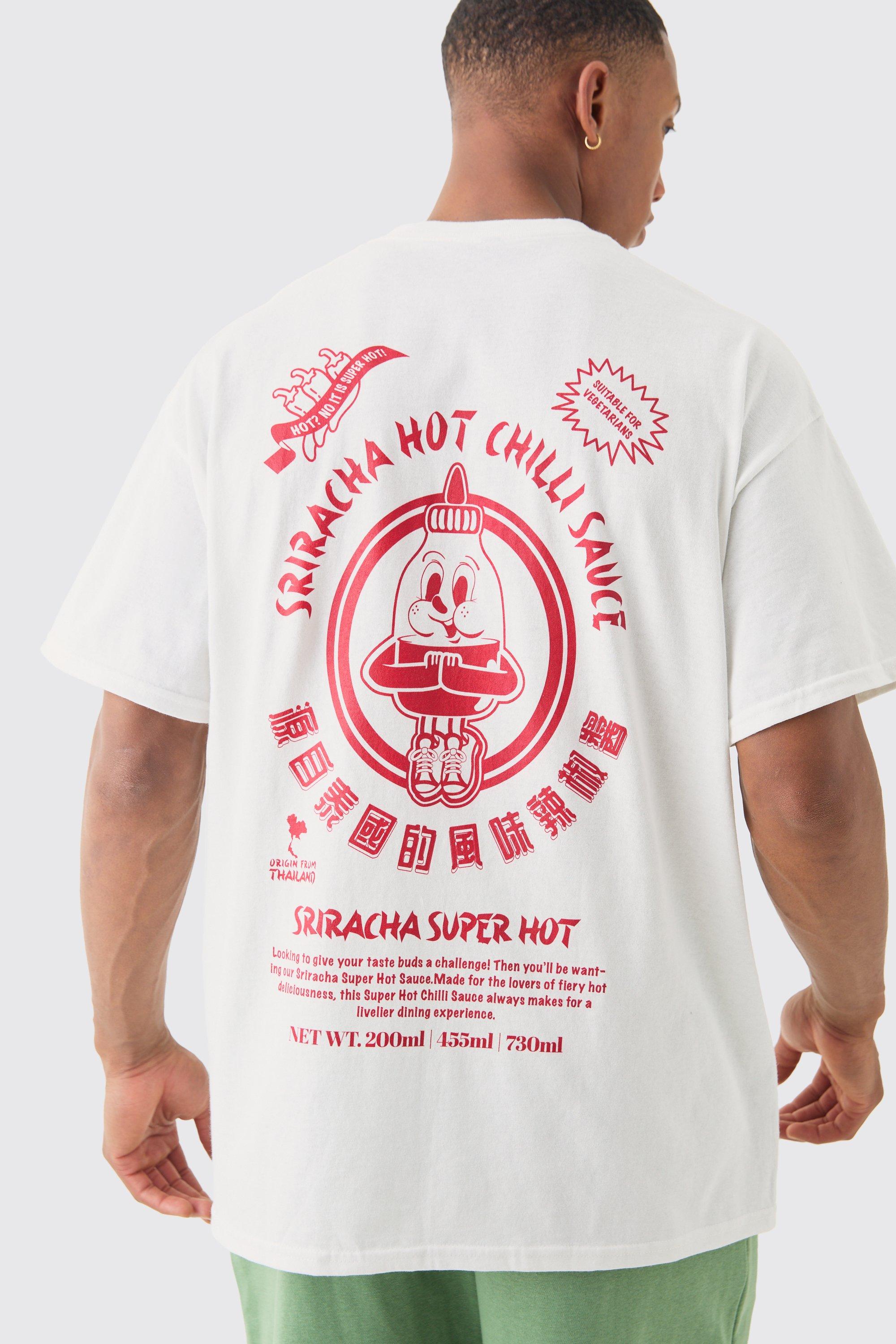 Image of Oversized Siracha Sauce License T-shirt, Bianco