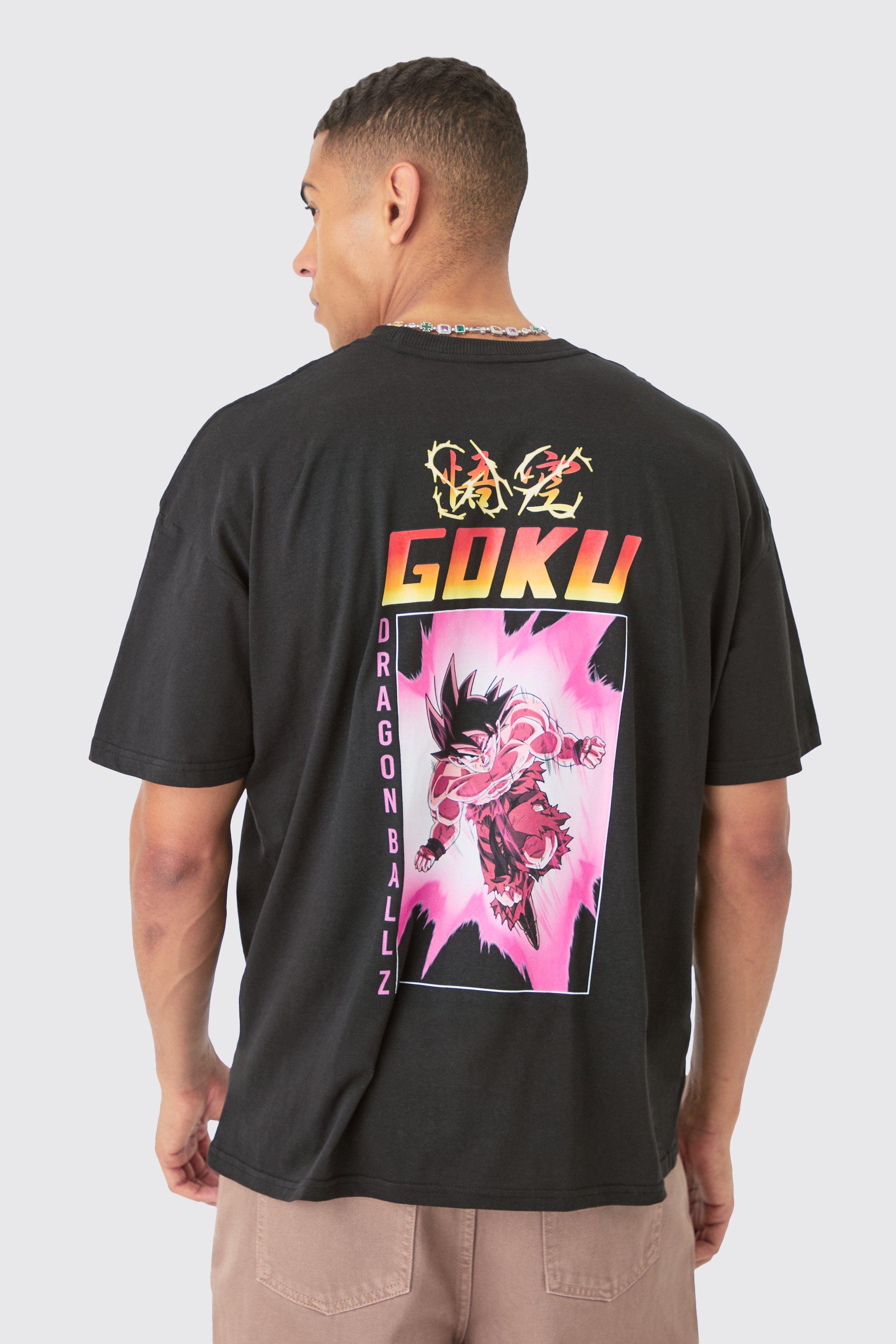 Mens Black Loose Dragon Ball Z Anime License T-shirt, Black