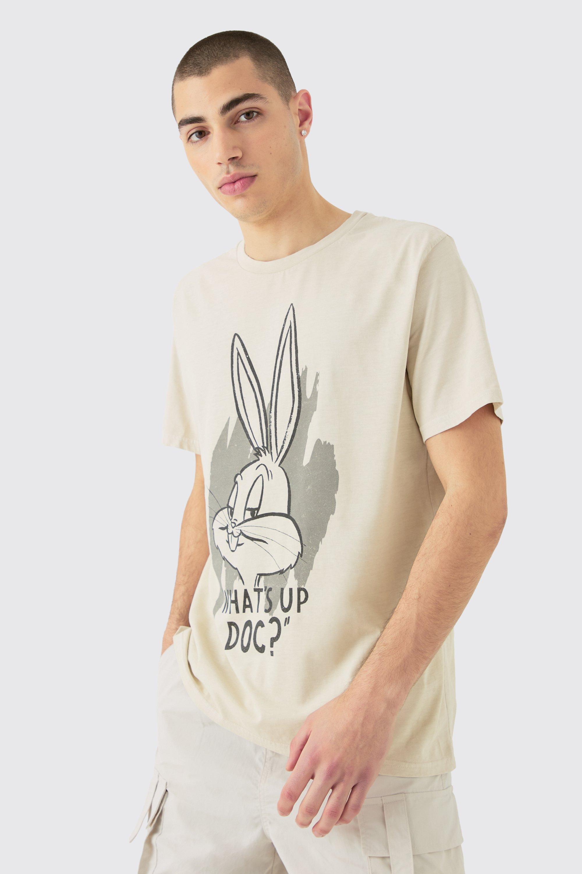 Image of Oversized Looney Tunes Bugs Bunny License T-shirt, Beige