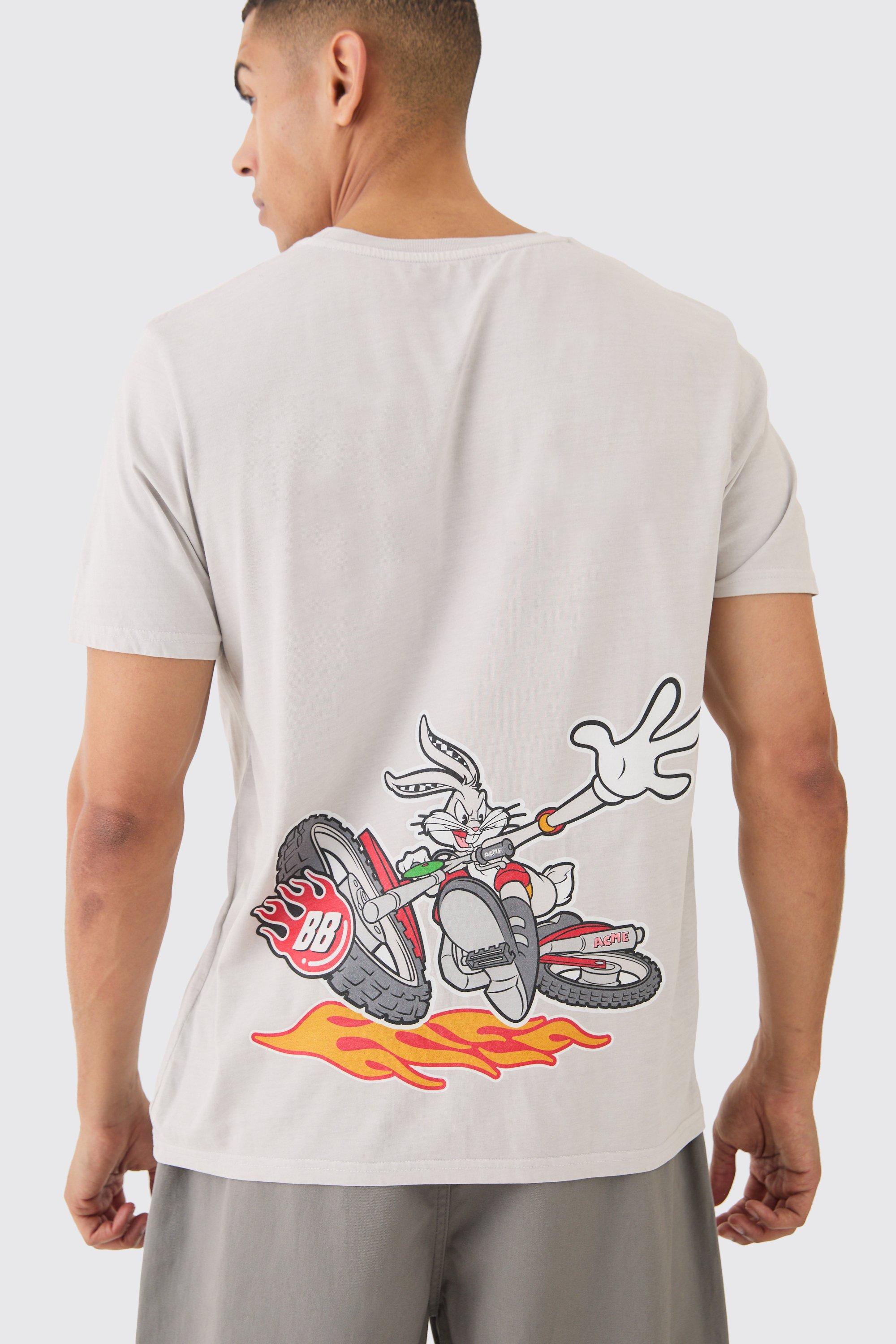 Image of Oversized Looney Tunes Bugs Bunny Wash License T-shirt, Beige