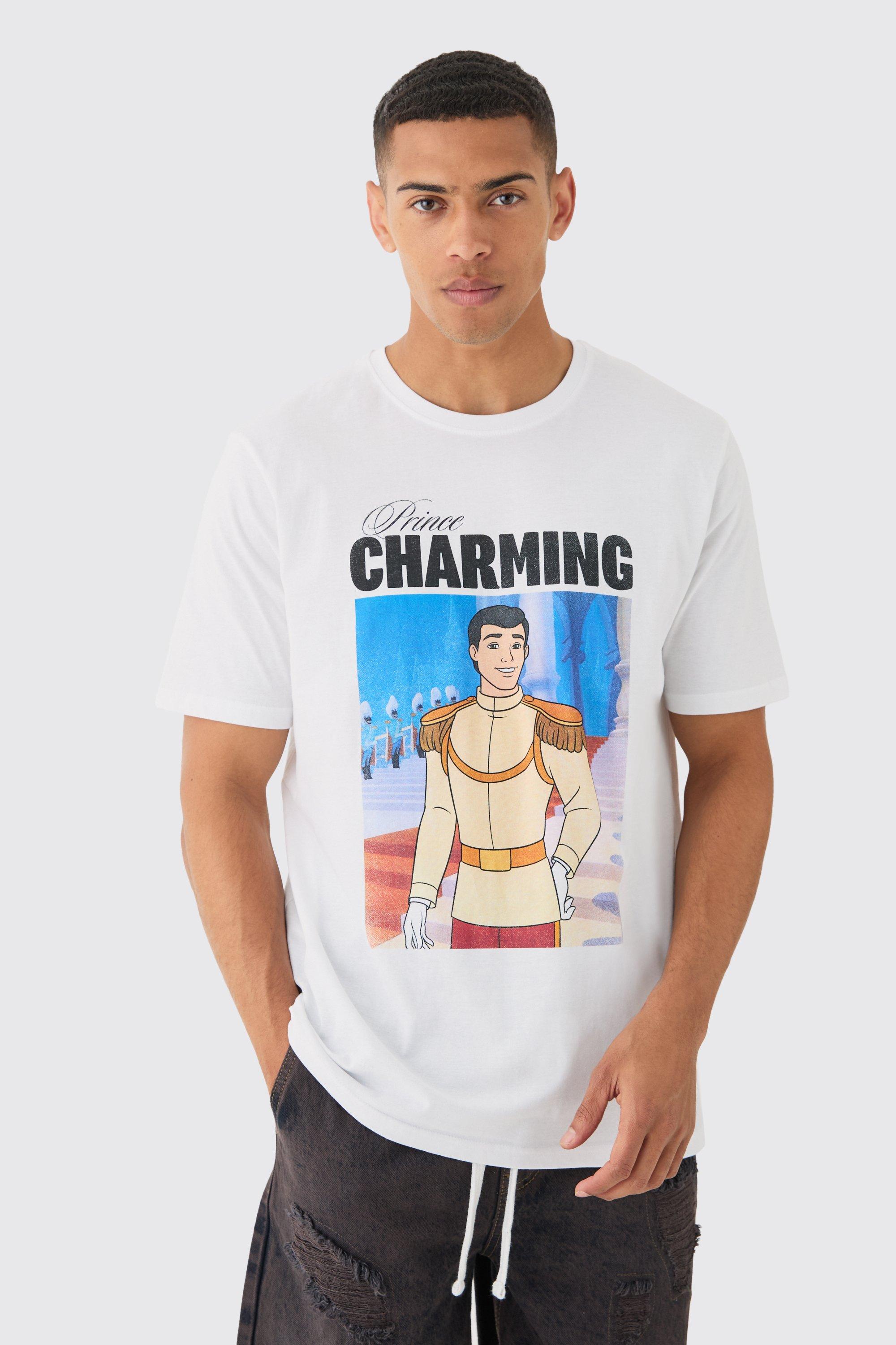 Image of Oversized Disney Prince Charming License T-shirt, Bianco