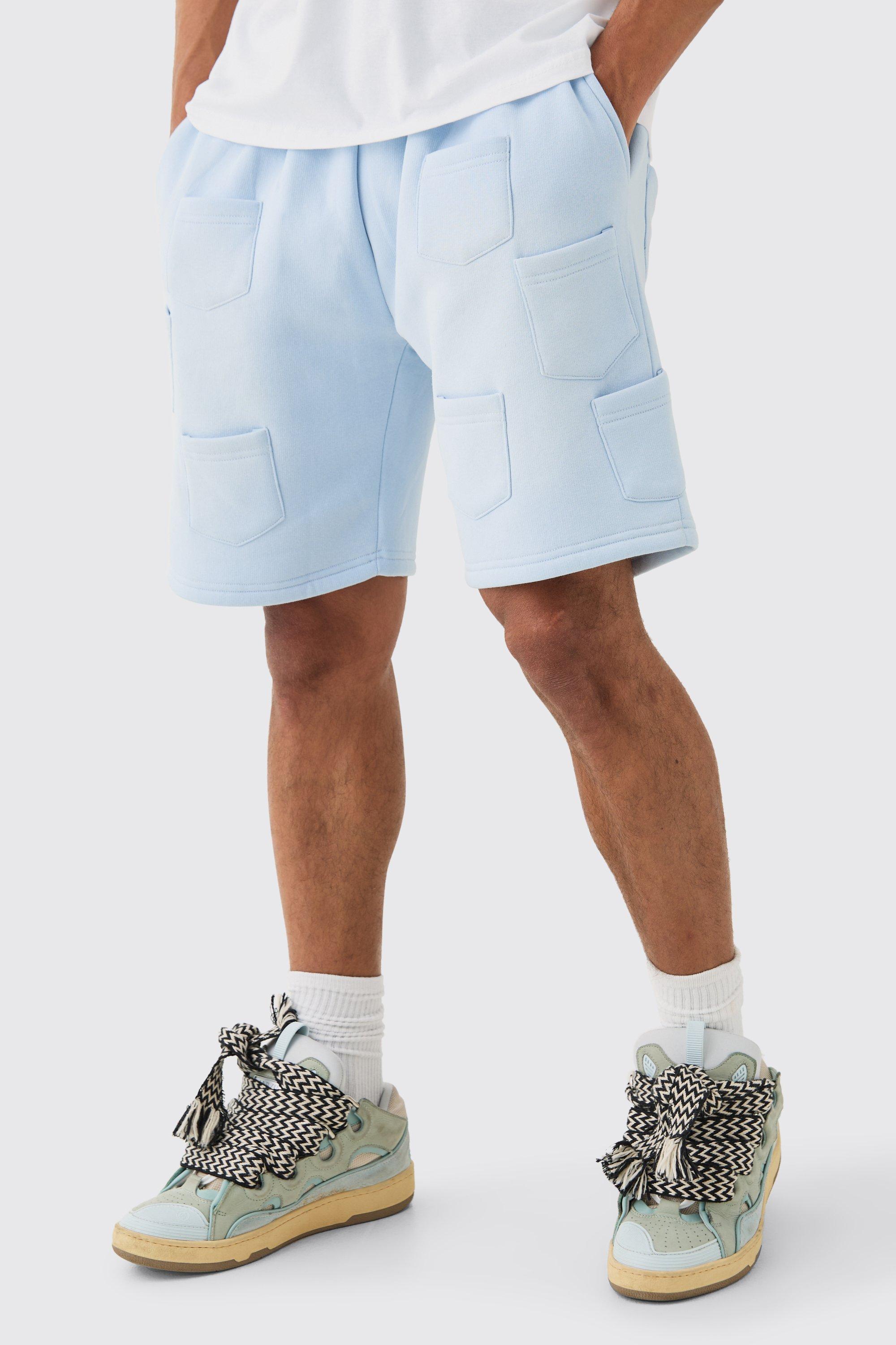 Image of Relaxed All Over Pocket Spray Wash Shorts, Azzurro