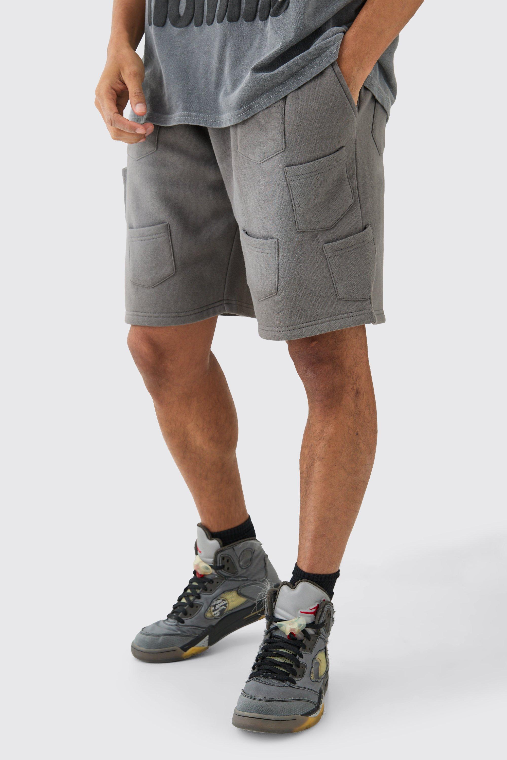 Image of Relaxed All Over Pocket Spray Wash Shorts, Grigio