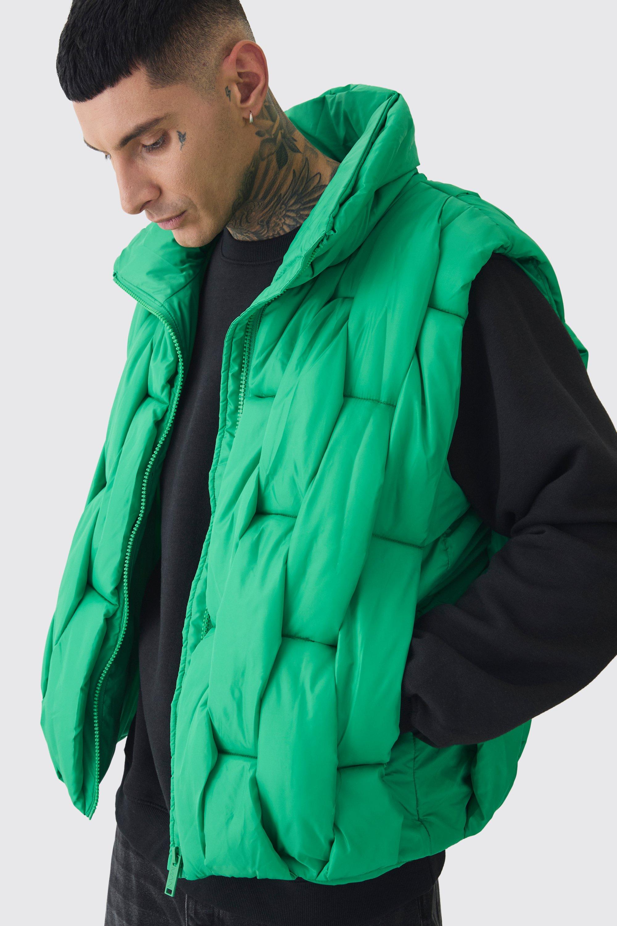 Boohoo Tall Gewatteerde Boxy Hand Inslag Bodywarmer In Groen, Green