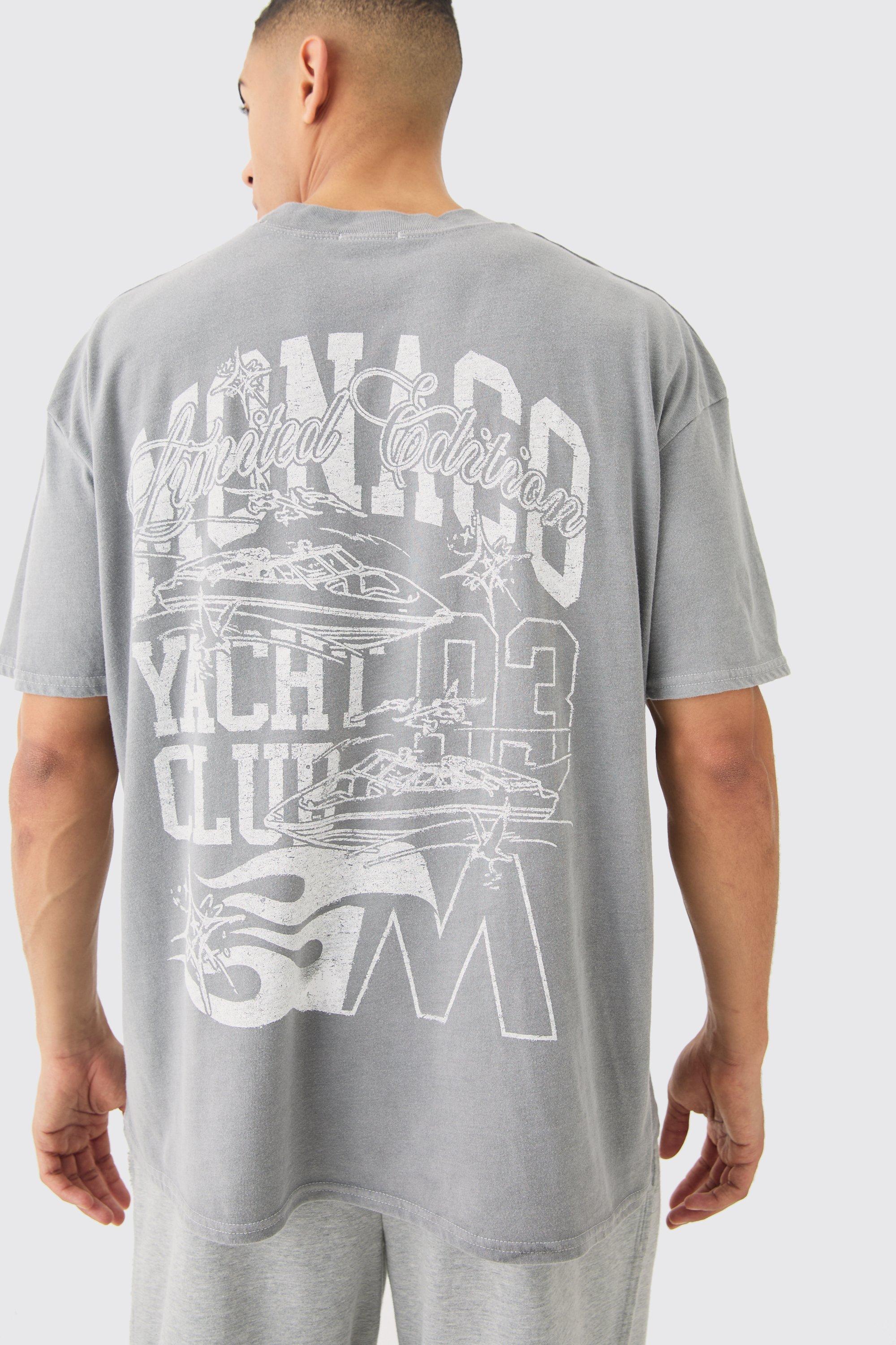 Image of T-shirt oversize con grafica Monaco, Grigio