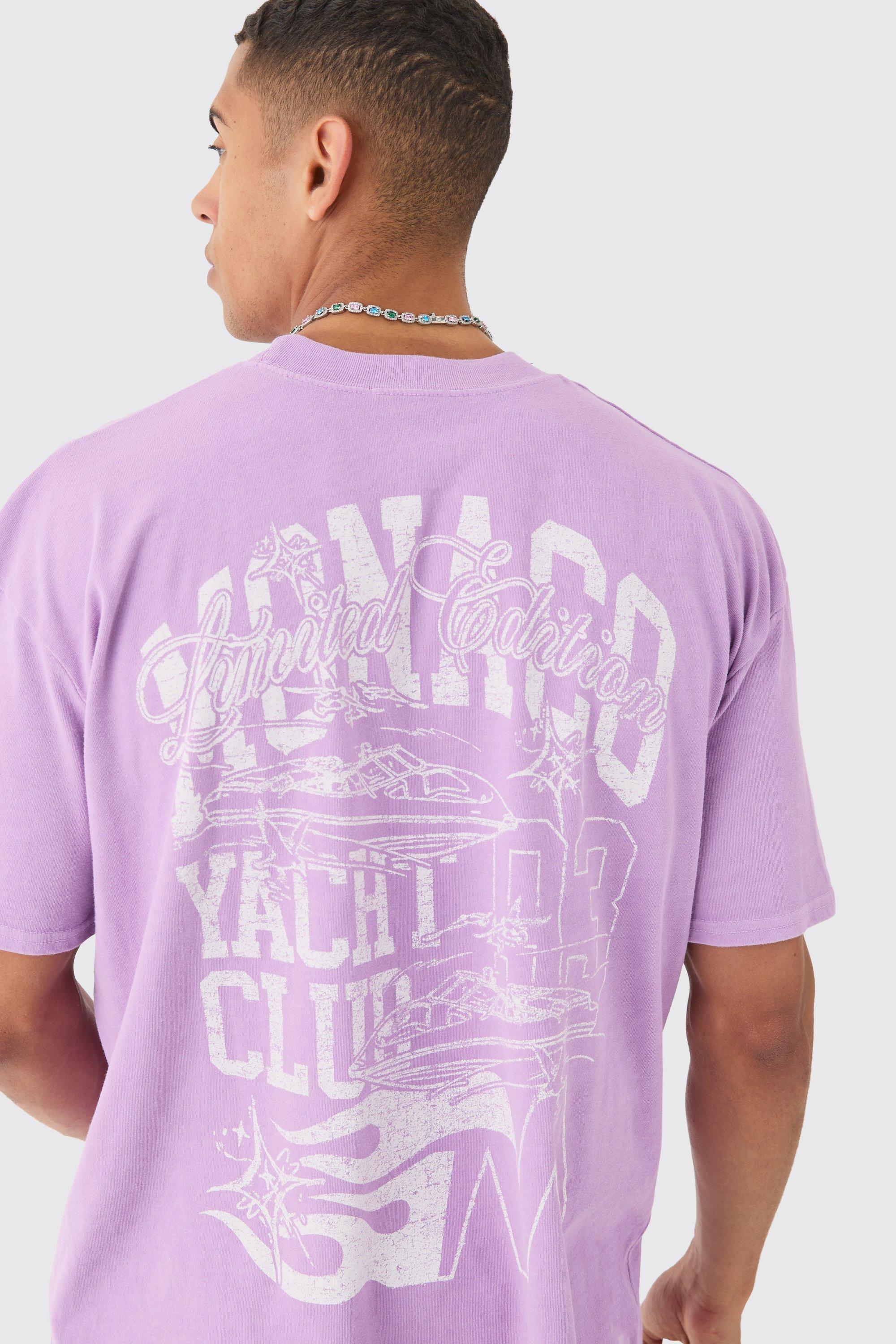 Image of T-shirt oversize in lavaggio con grafica Monaco, Pink