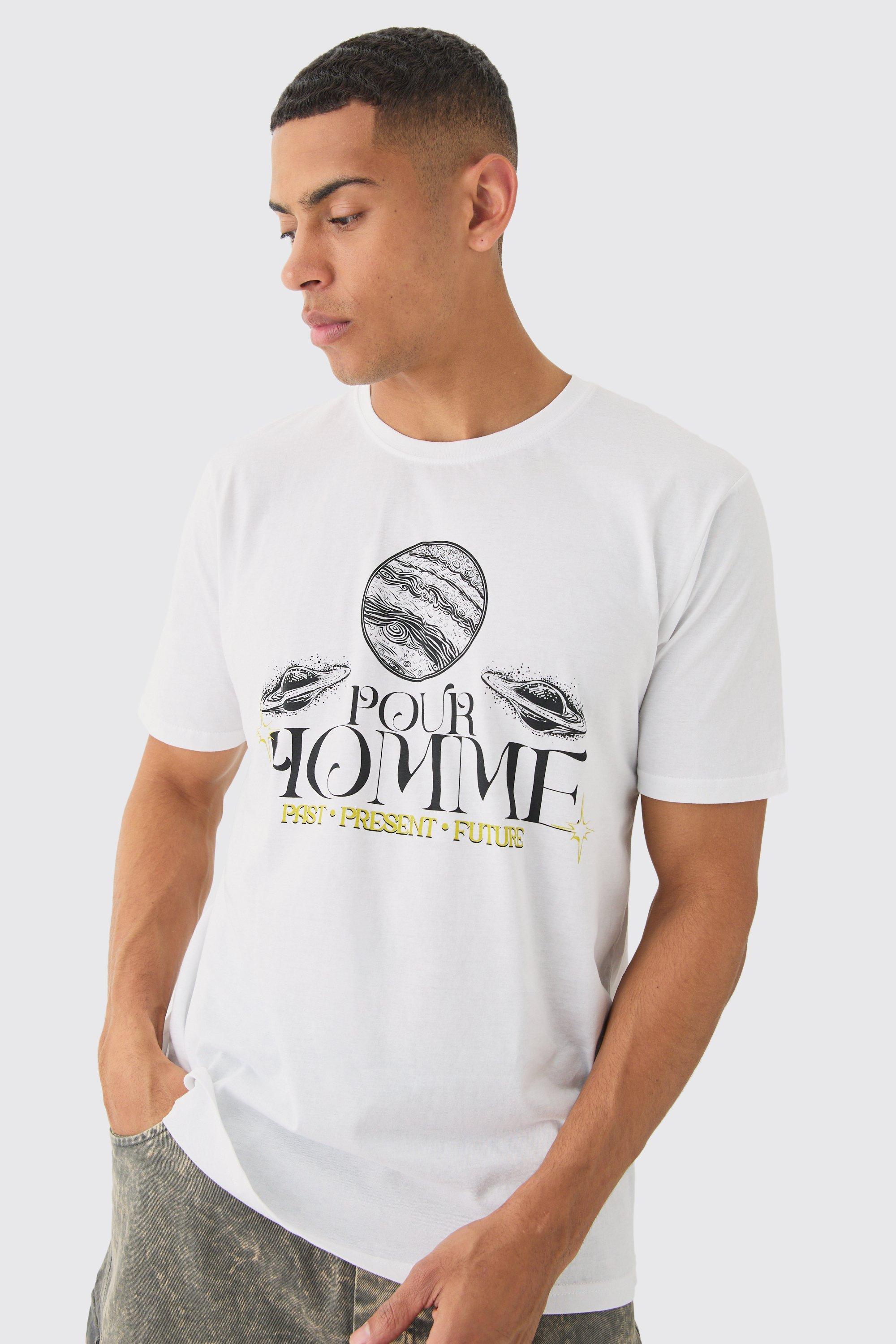 Image of Oversized Pour Homme Planet T-shirt, Bianco
