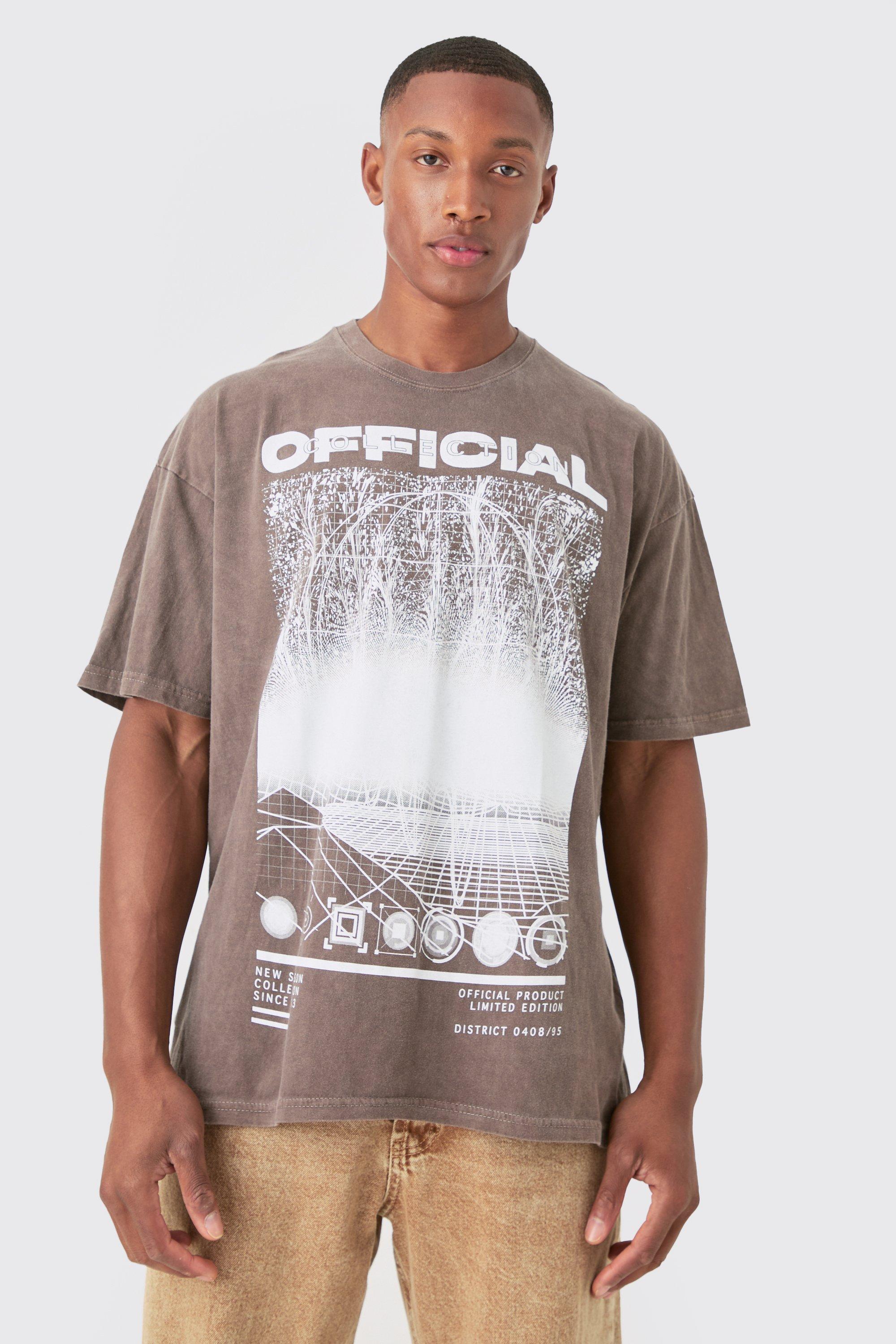 Image of Oversized Washed Official Washed T-shirt, Brown