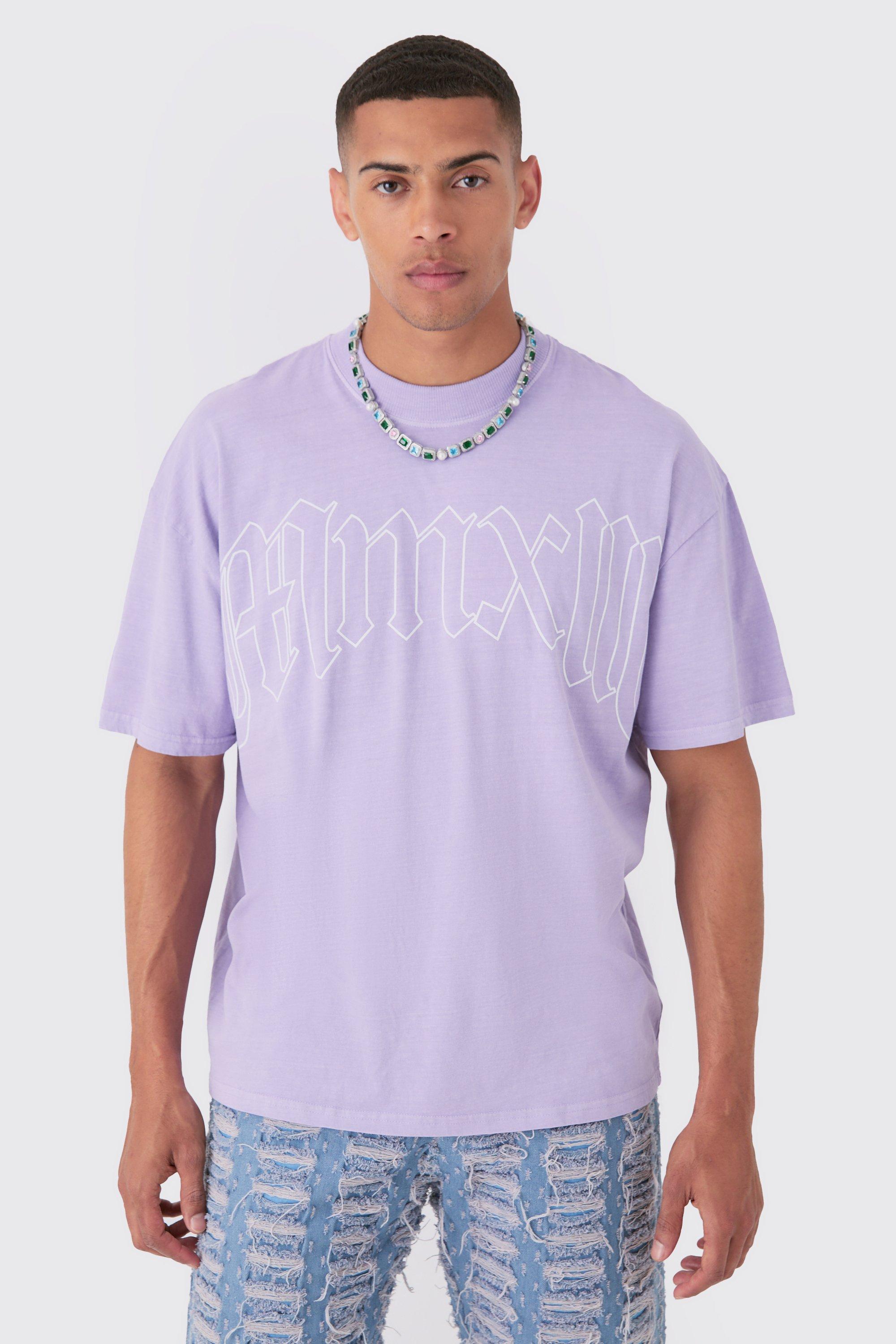 Image of Oversized Large Scale Statue Graphic Wash T-shirt, Purple