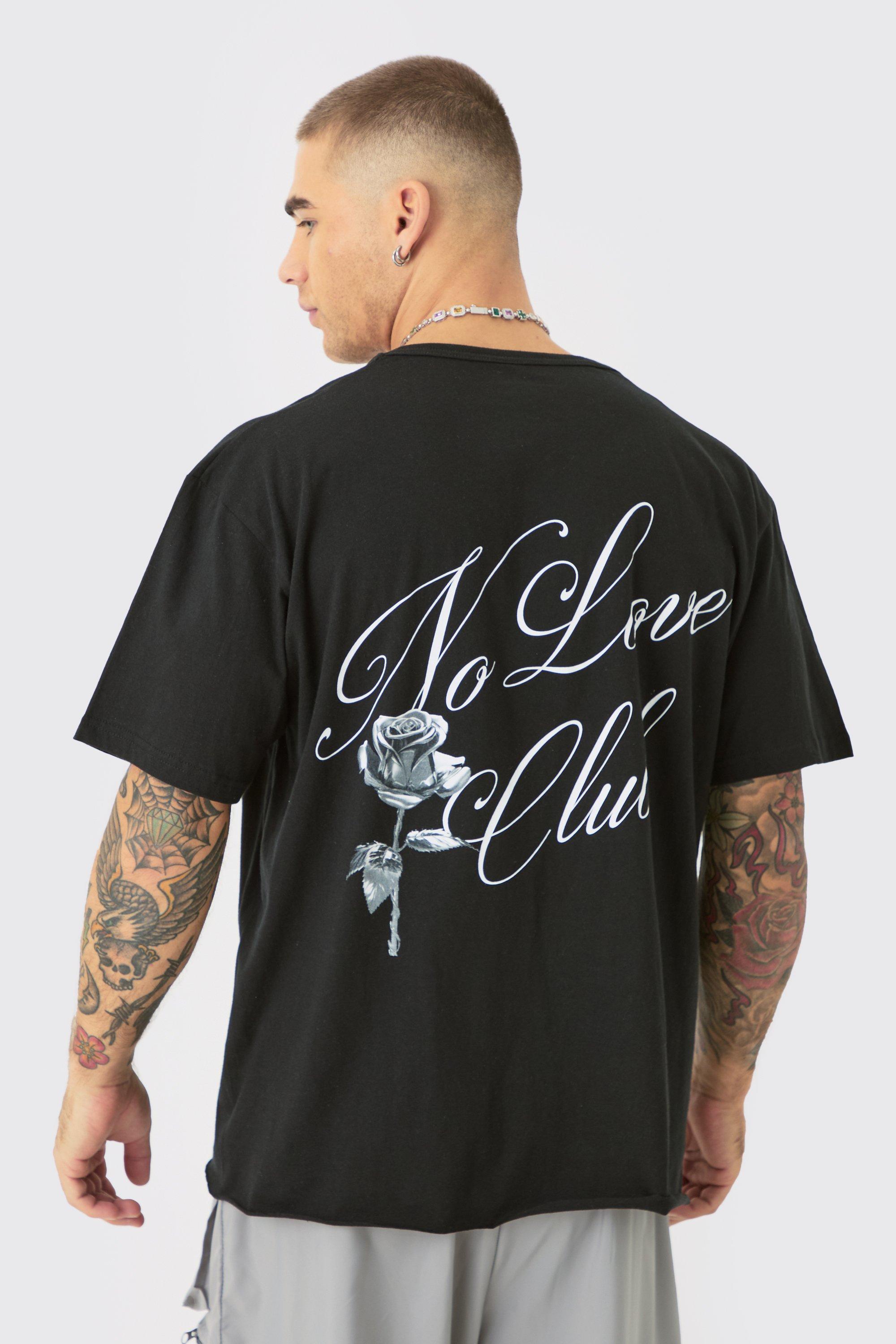 Image of Oversized Boxy No Love Print T-shirt, Nero