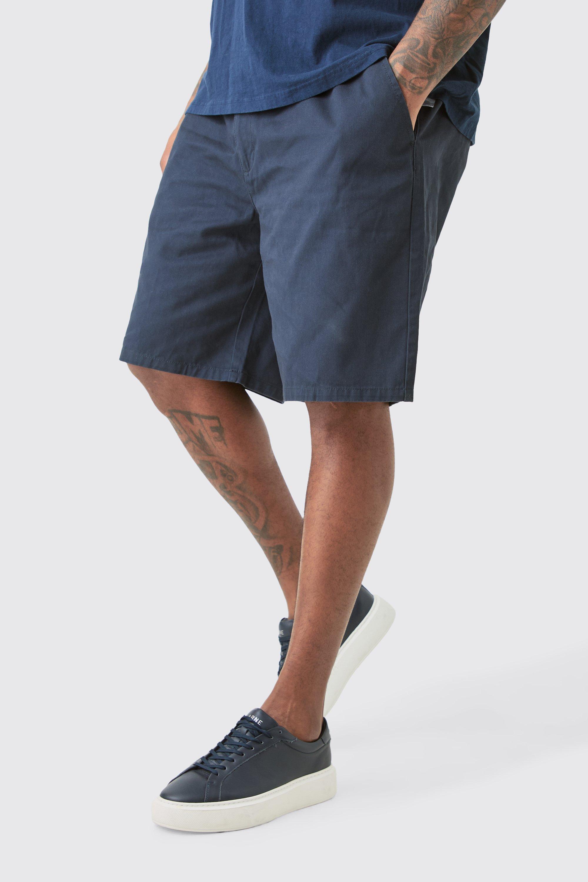 Image of Plus Fixed Waist Navy Relaxed Fit Shorts, Navy